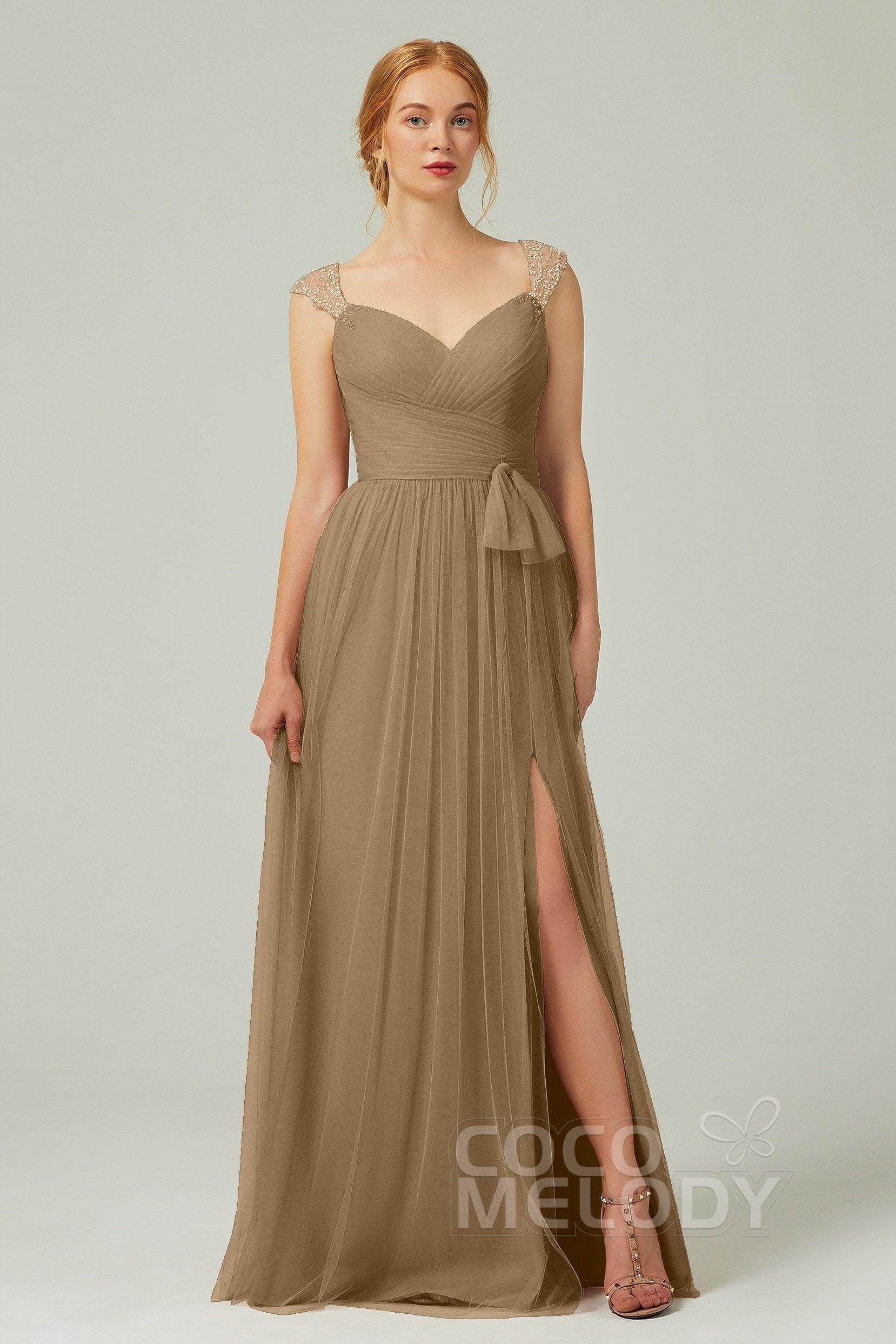 A-Line Floor Length Tulle Bridesmaid Dress CB0313PS
