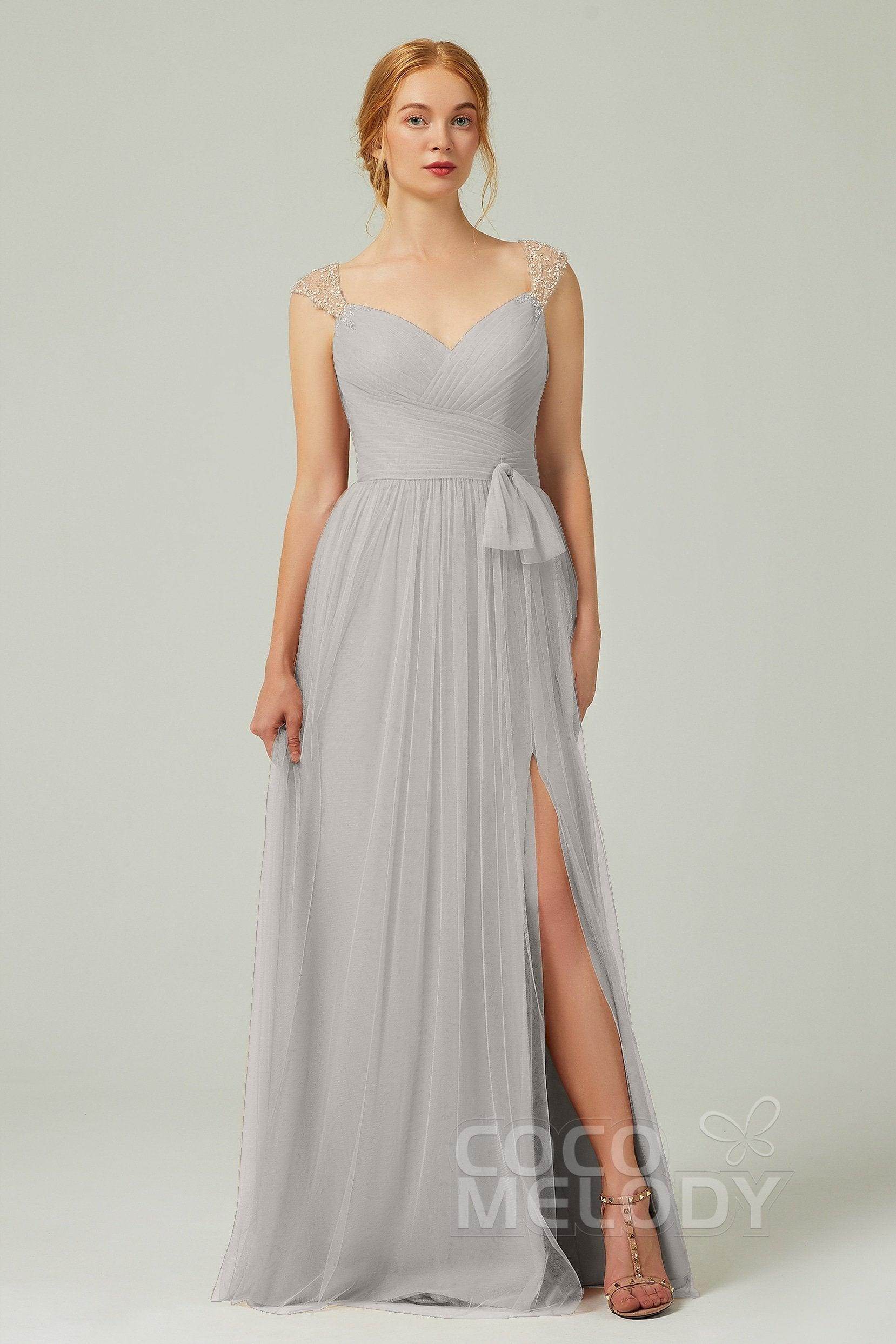 A-Line Floor Length Tulle Bridesmaid Dress CB0313PS