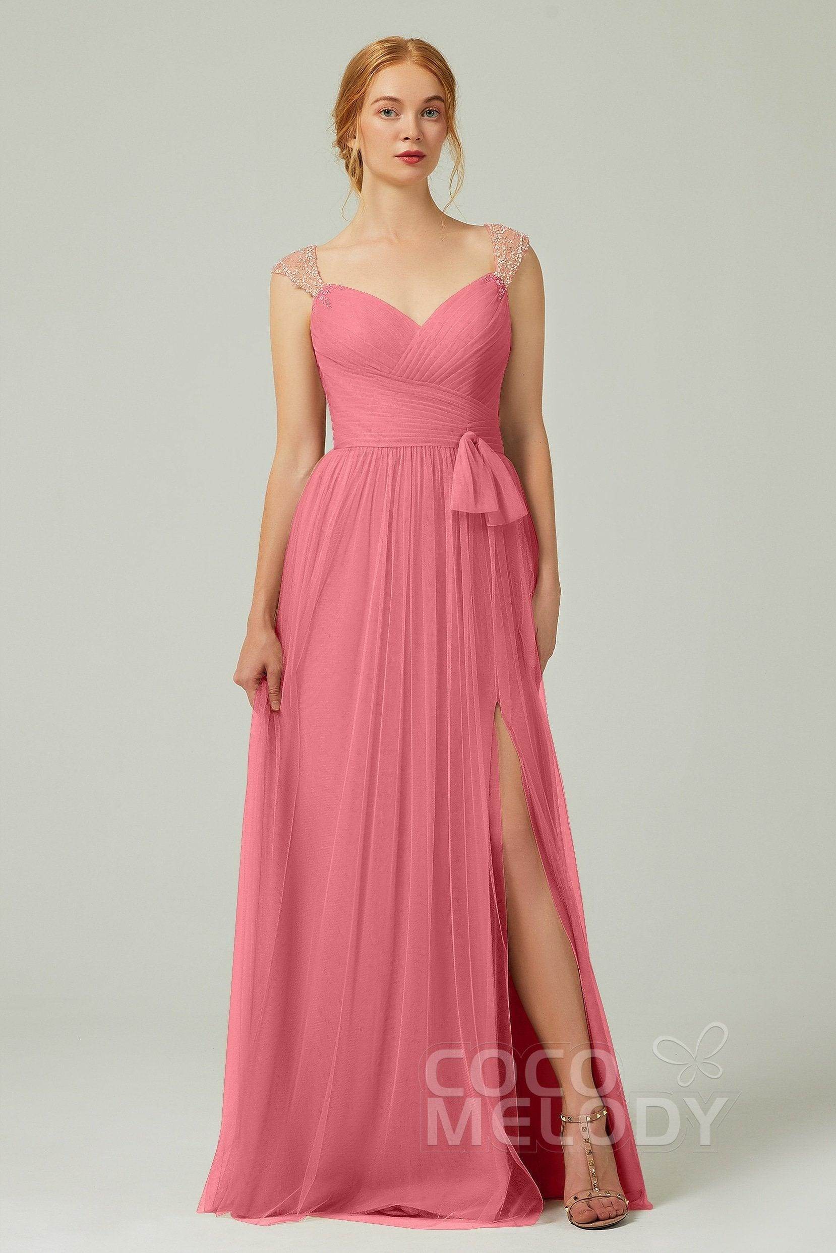 A-Line Floor Length Tulle Bridesmaid Dress CB0313PS