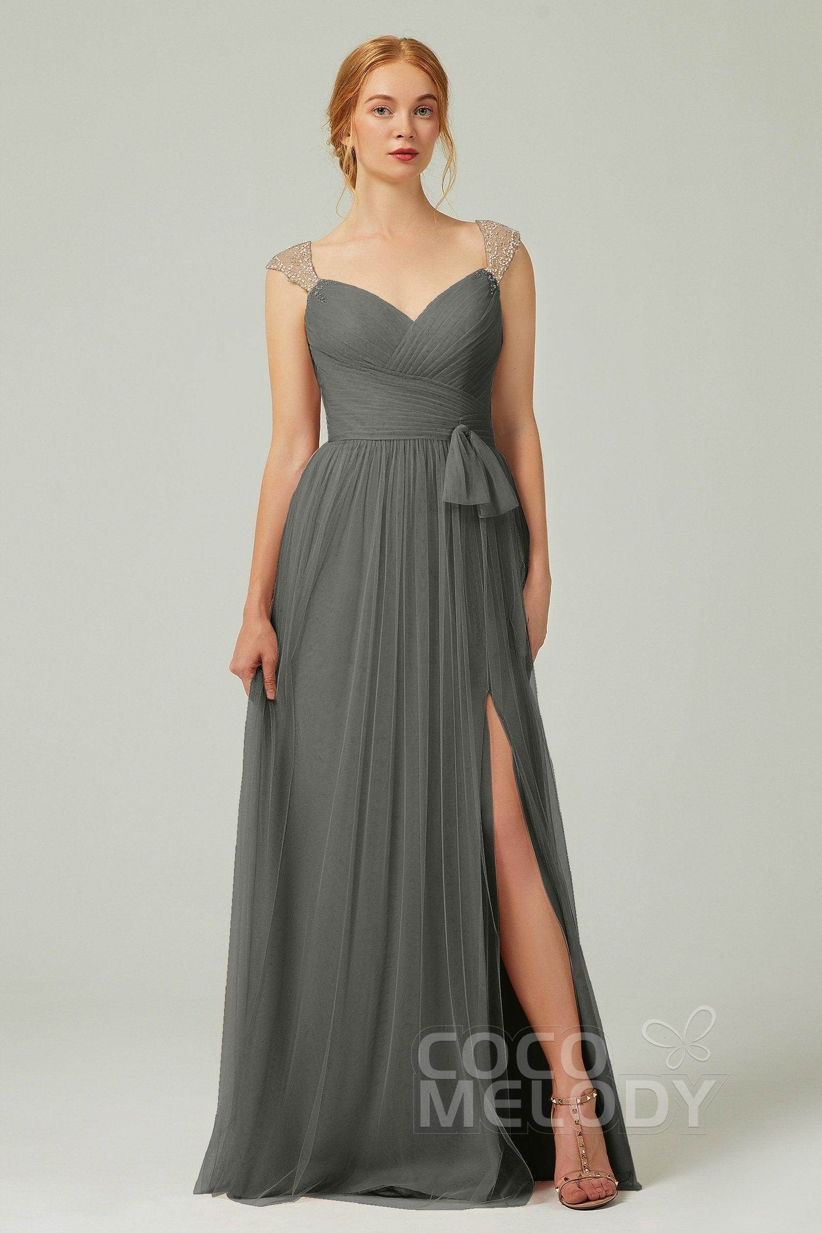 A-Line Floor Length Tulle Bridesmaid Dress CB0313PS