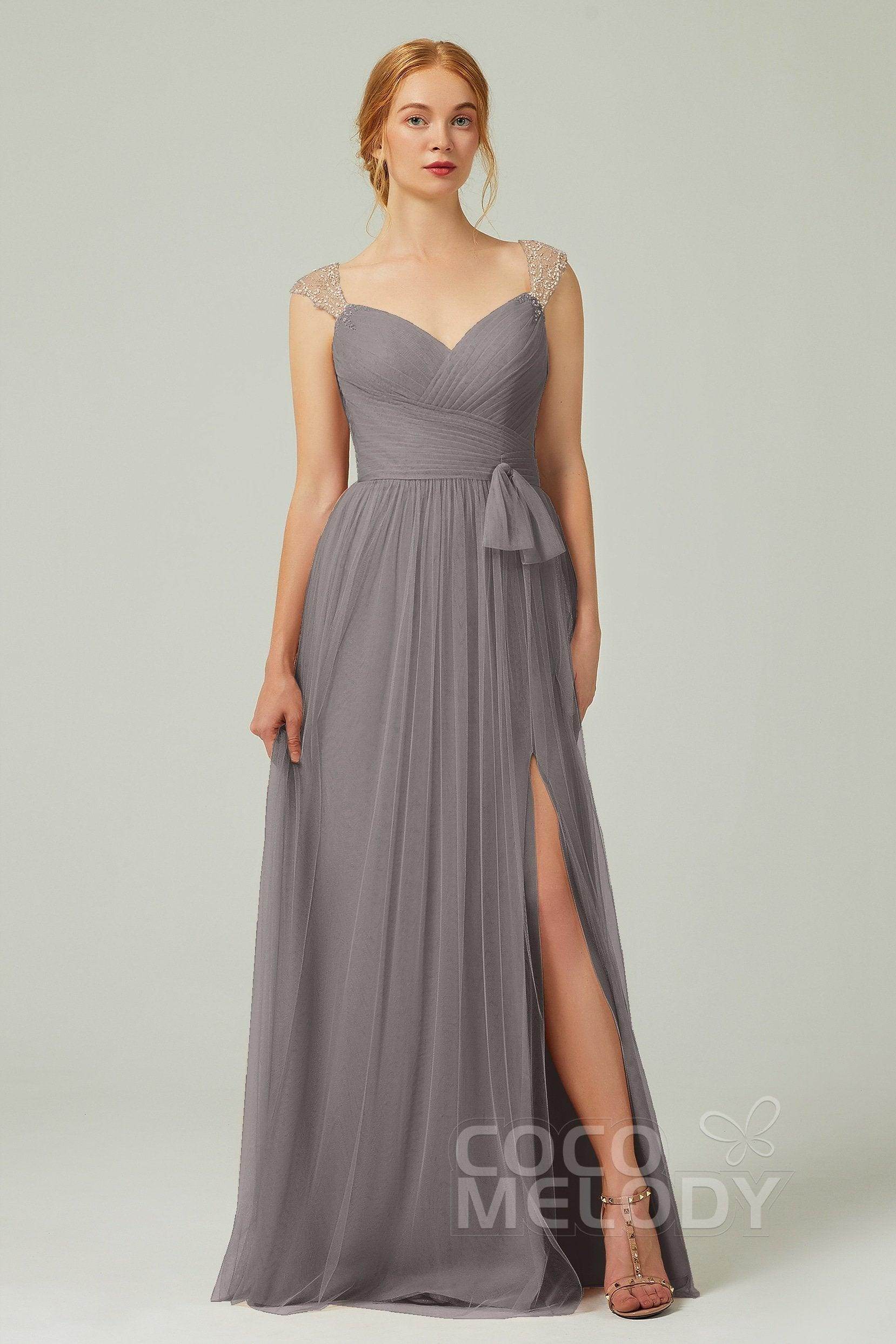 A-Line Floor Length Tulle Bridesmaid Dress CB0313PS