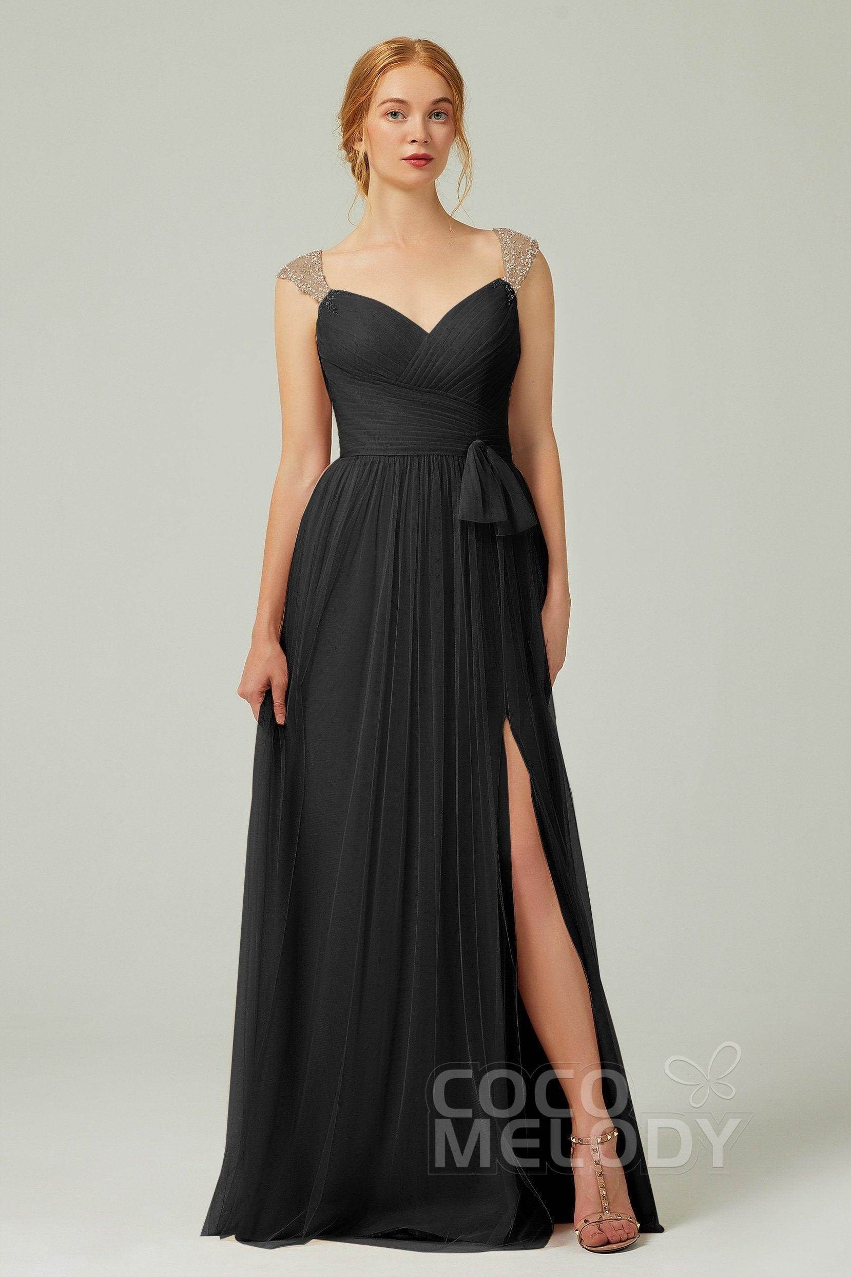 A-Line Floor Length Tulle Bridesmaid Dress CB0313PS