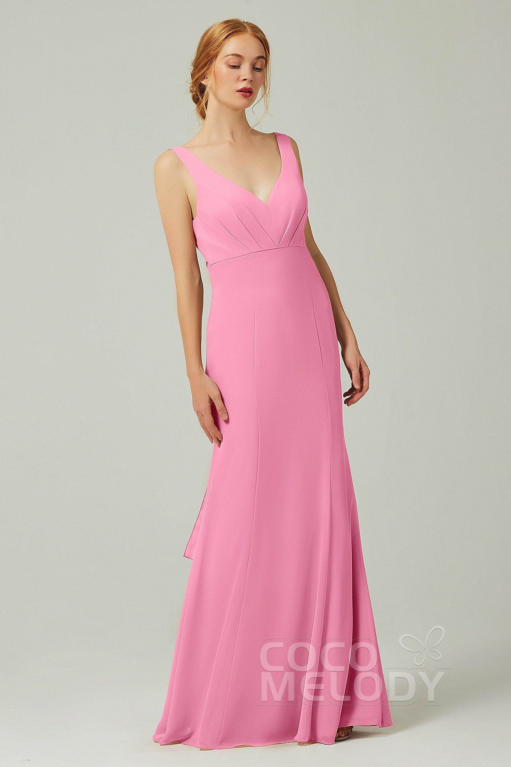 Sheath-Column Floor Length Chiffon Bridesmaid Dress CB0314