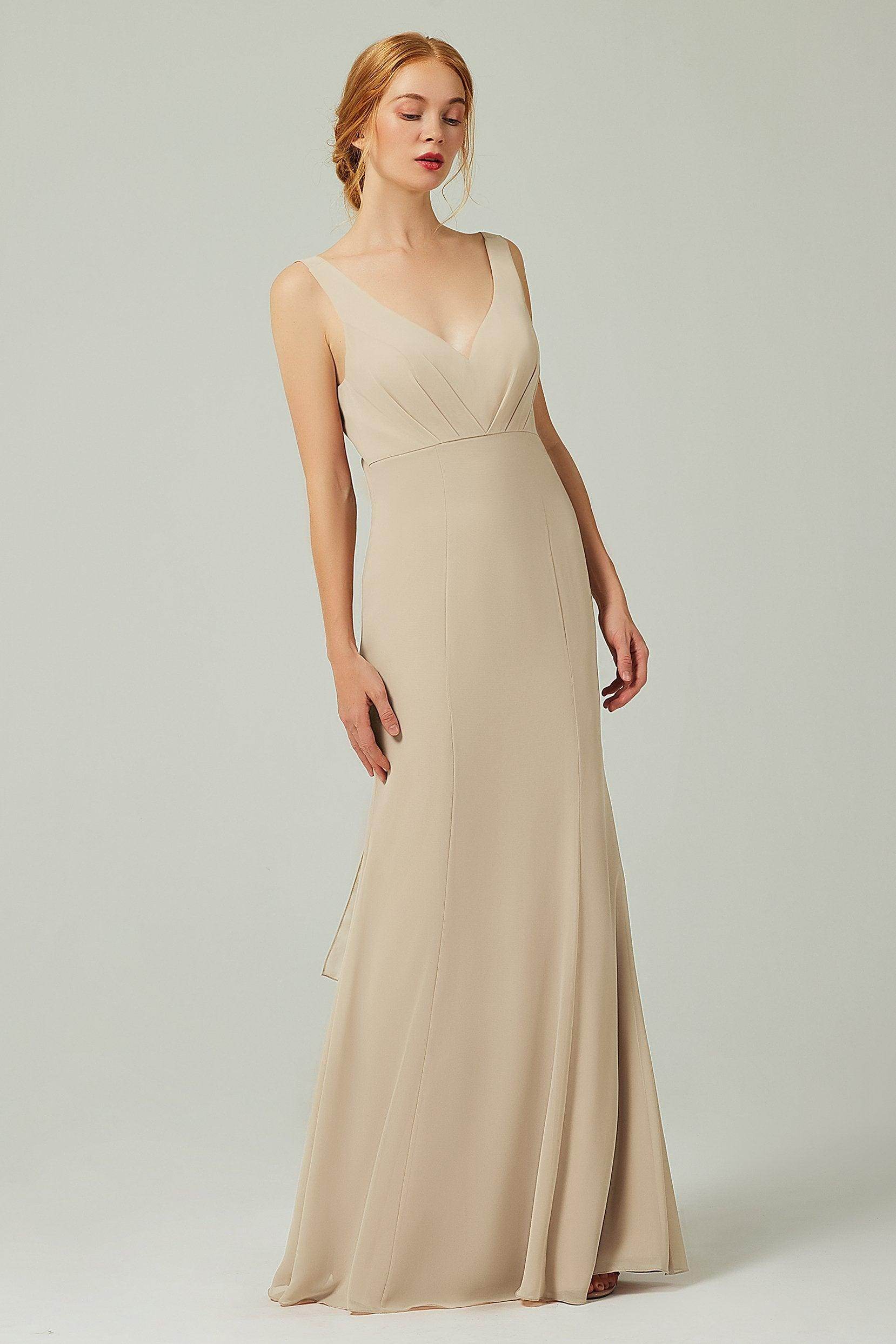 Sheath-Column Floor Length Chiffon Bridesmaid Dress CB0314