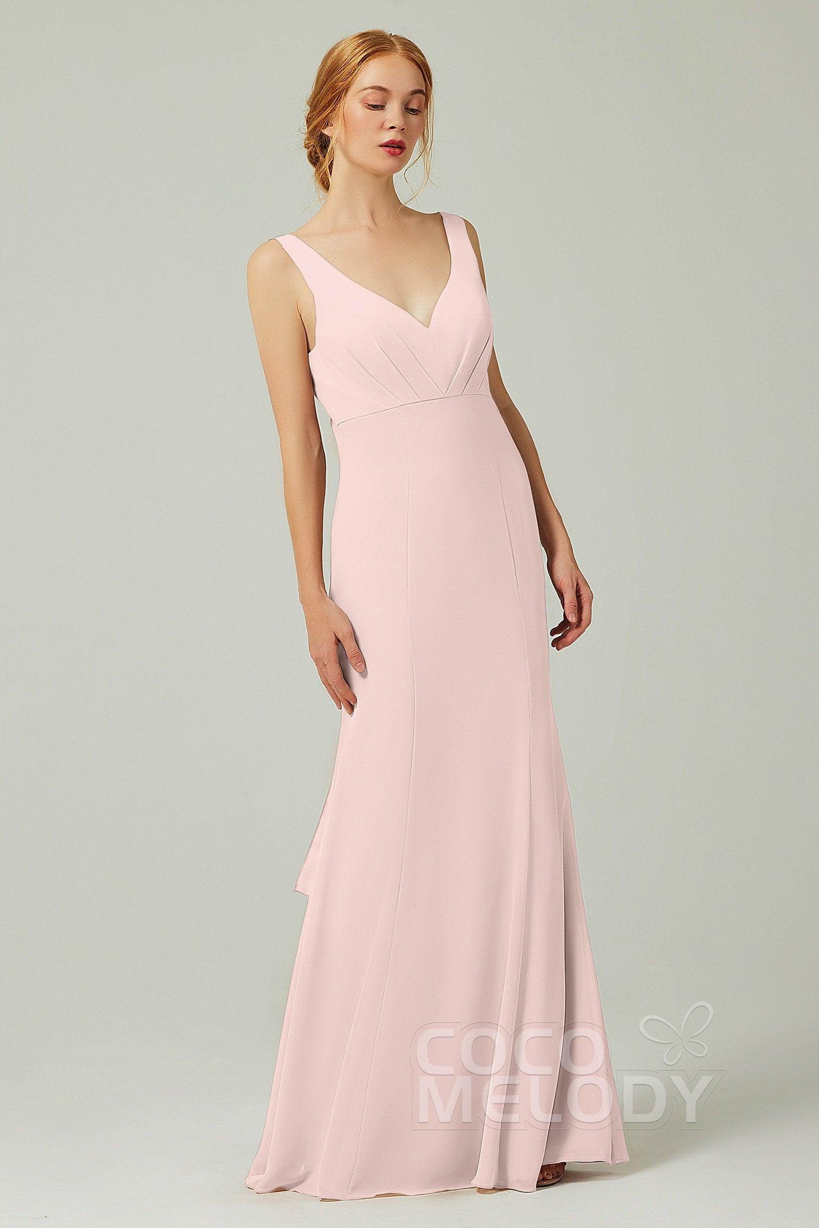 Sheath-Column Floor Length Chiffon Bridesmaid Dress CB0314