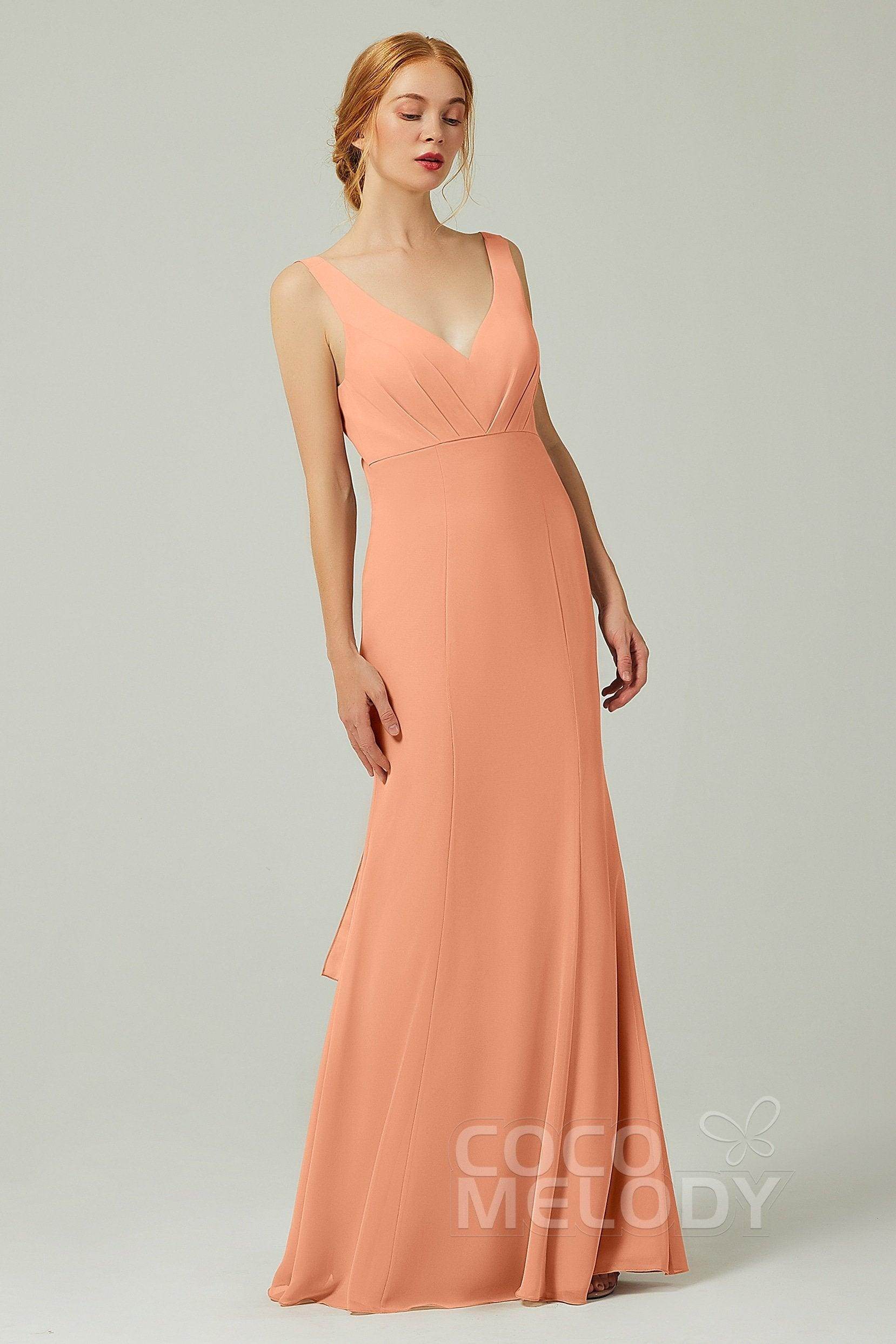 Sheath-Column Floor Length Chiffon Bridesmaid Dress CB0314
