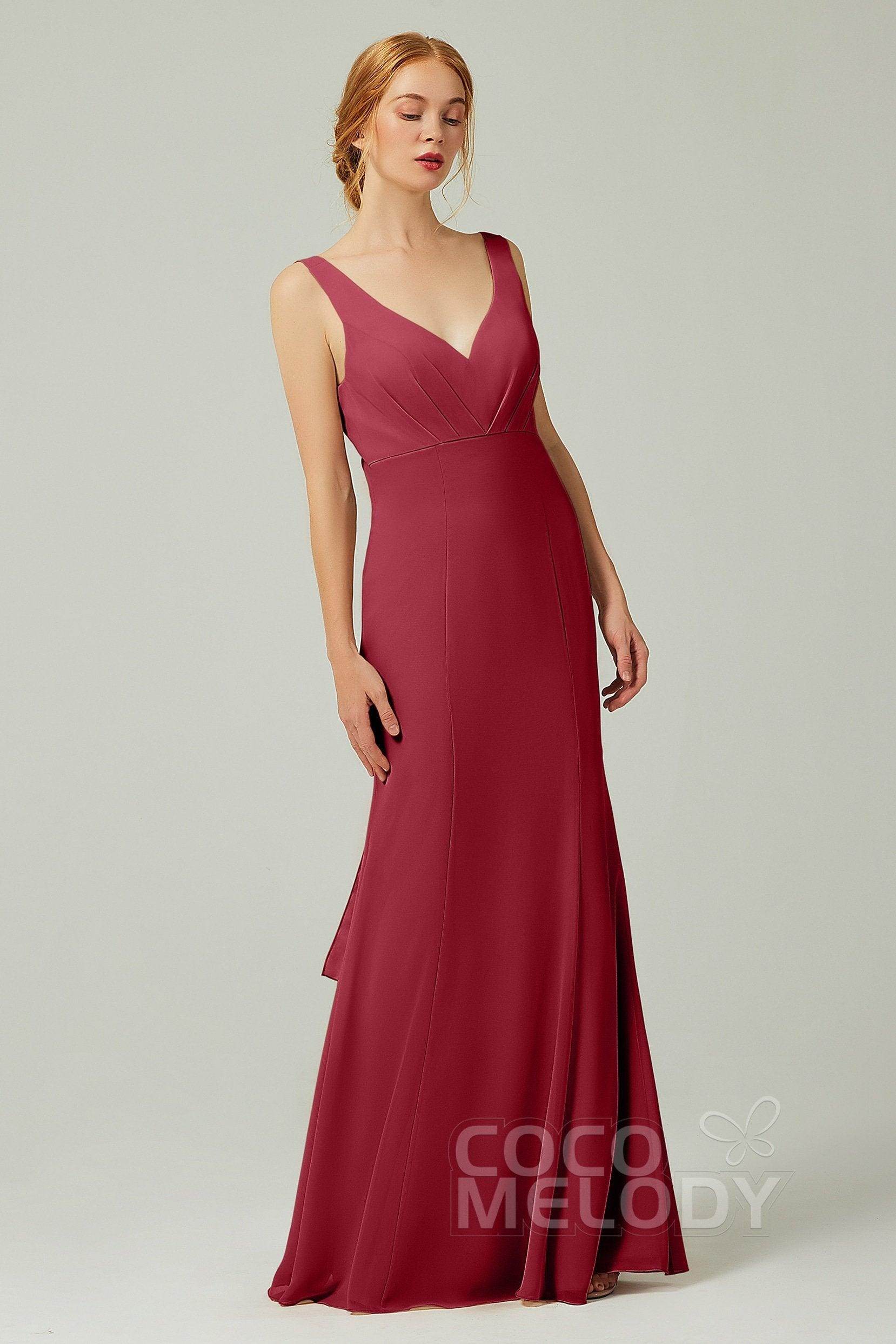 Sheath-Column Floor Length Chiffon Bridesmaid Dress CB0314