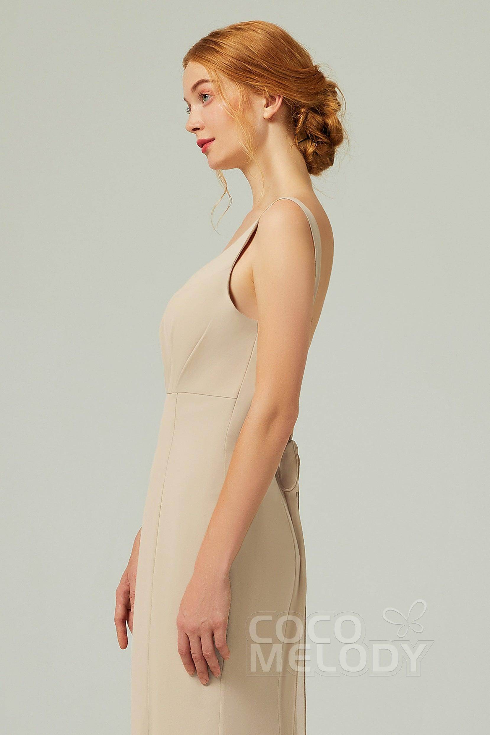 Sheath-Column Floor Length Chiffon Bridesmaid Dress CB0314
