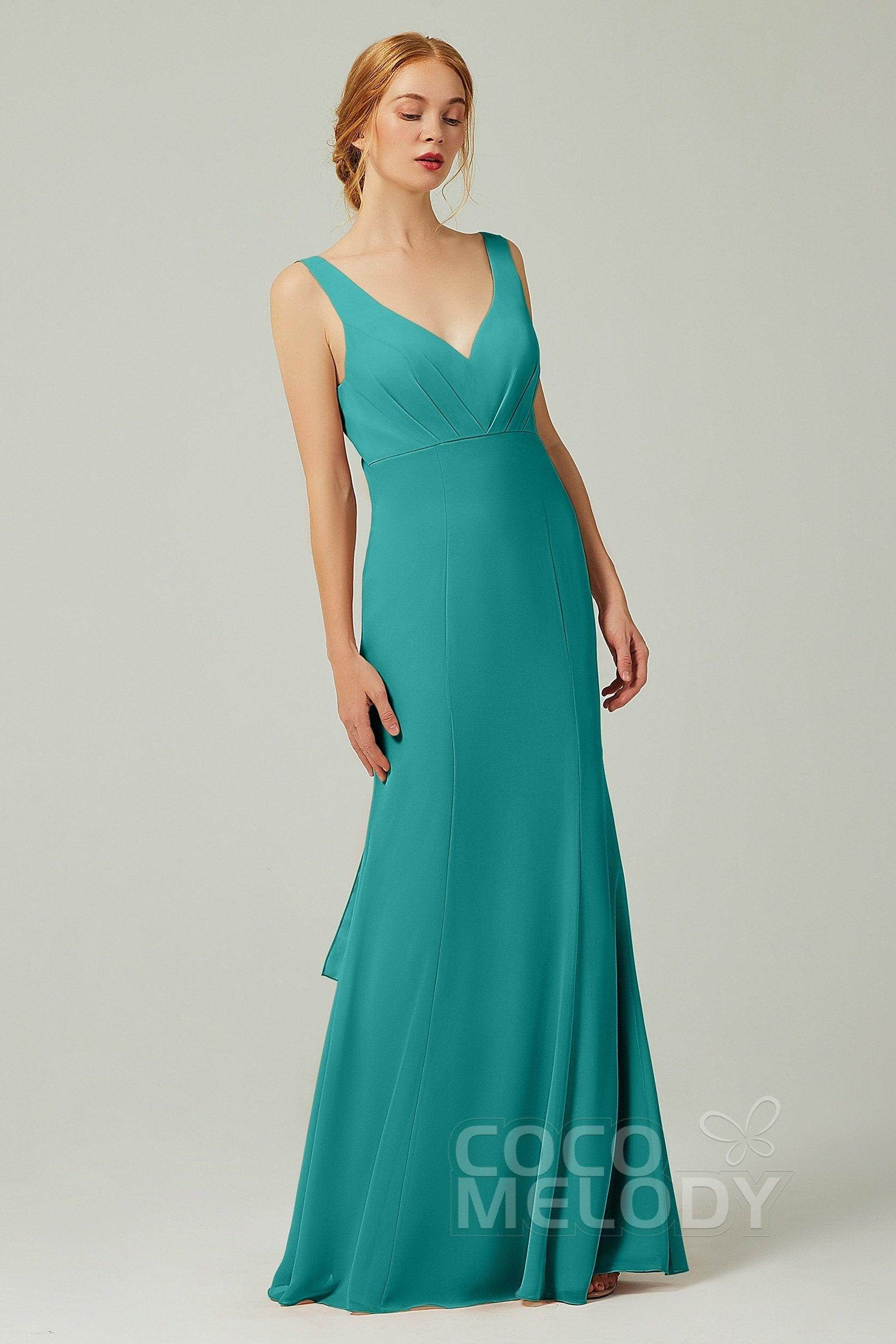Sheath-Column Floor Length Chiffon Bridesmaid Dress CB0314