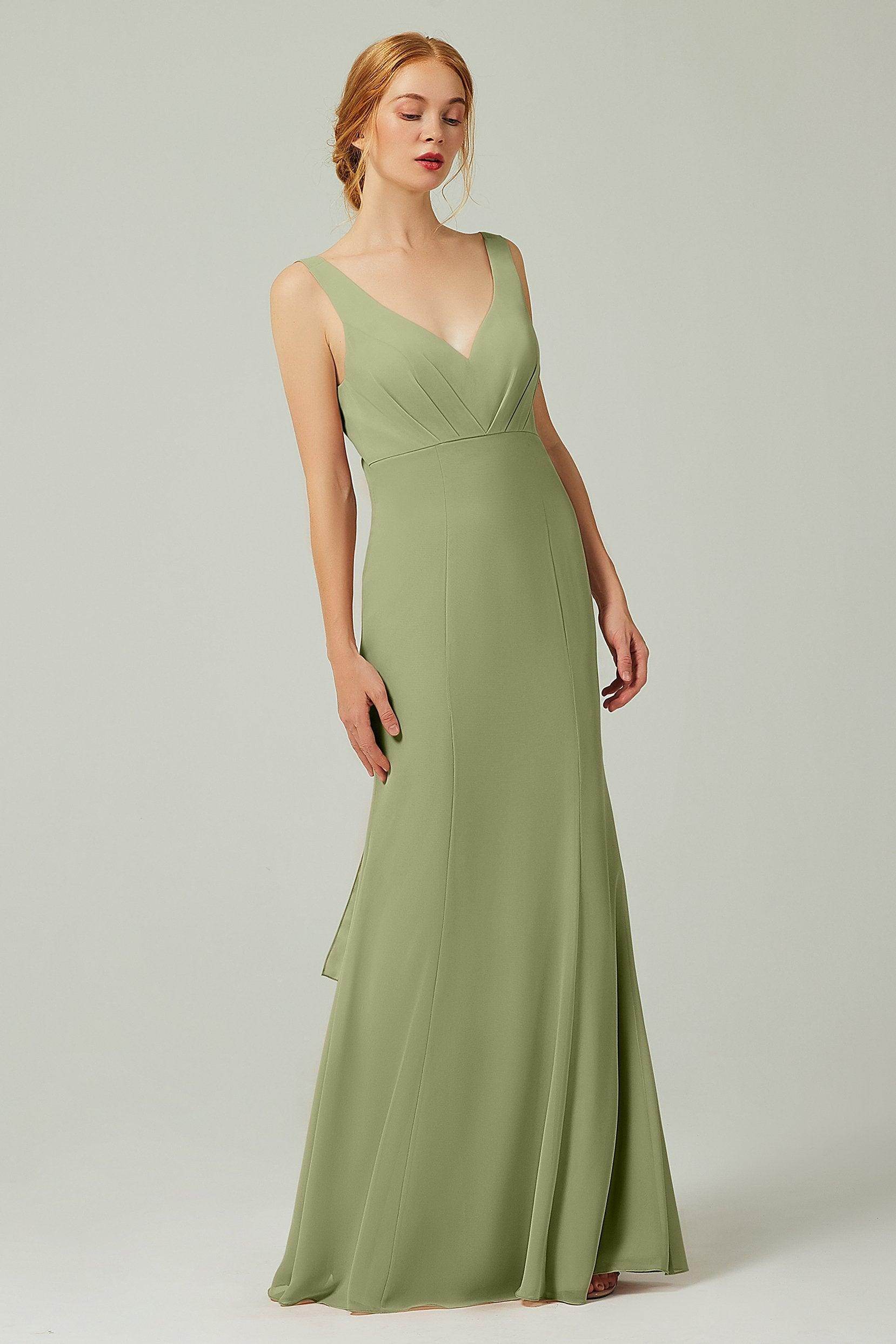 Sheath-Column Floor Length Chiffon Bridesmaid Dress CB0314