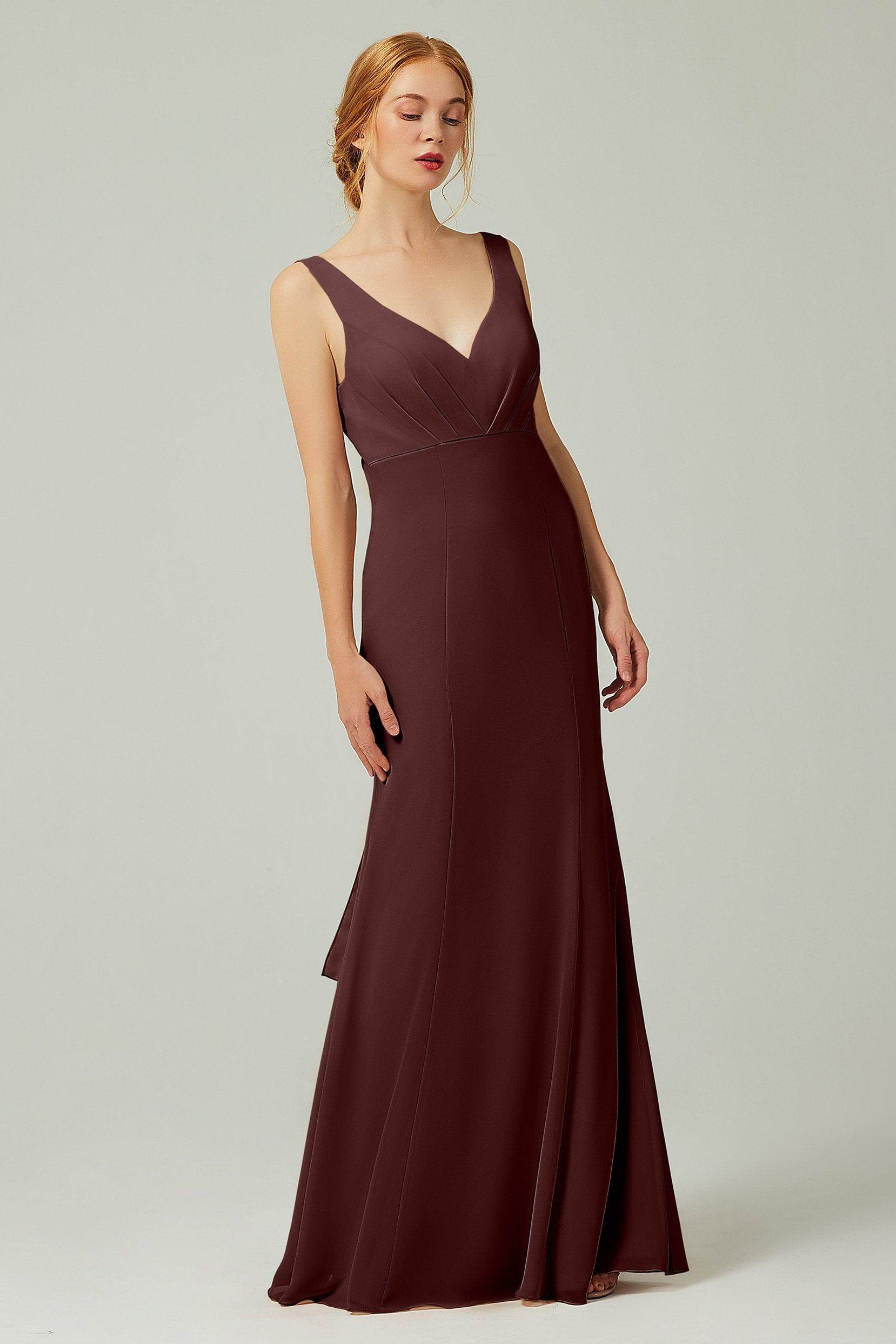 Sheath-Column Floor Length Chiffon Bridesmaid Dress CB0314