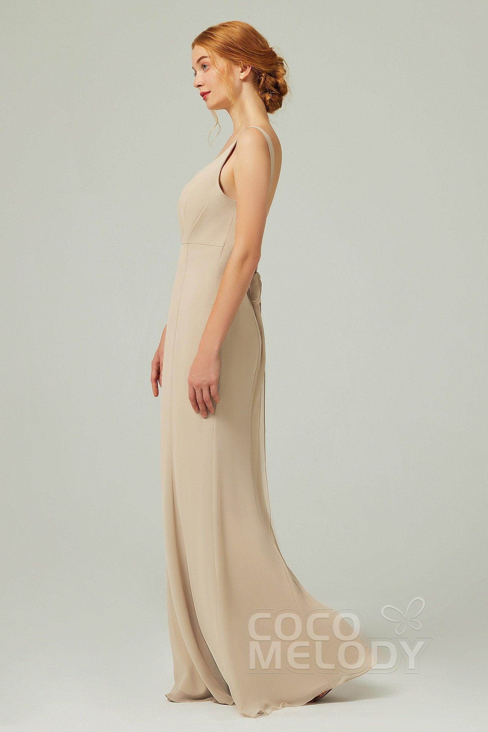 Sheath-Column Floor Length Chiffon Bridesmaid Dress CB0314
