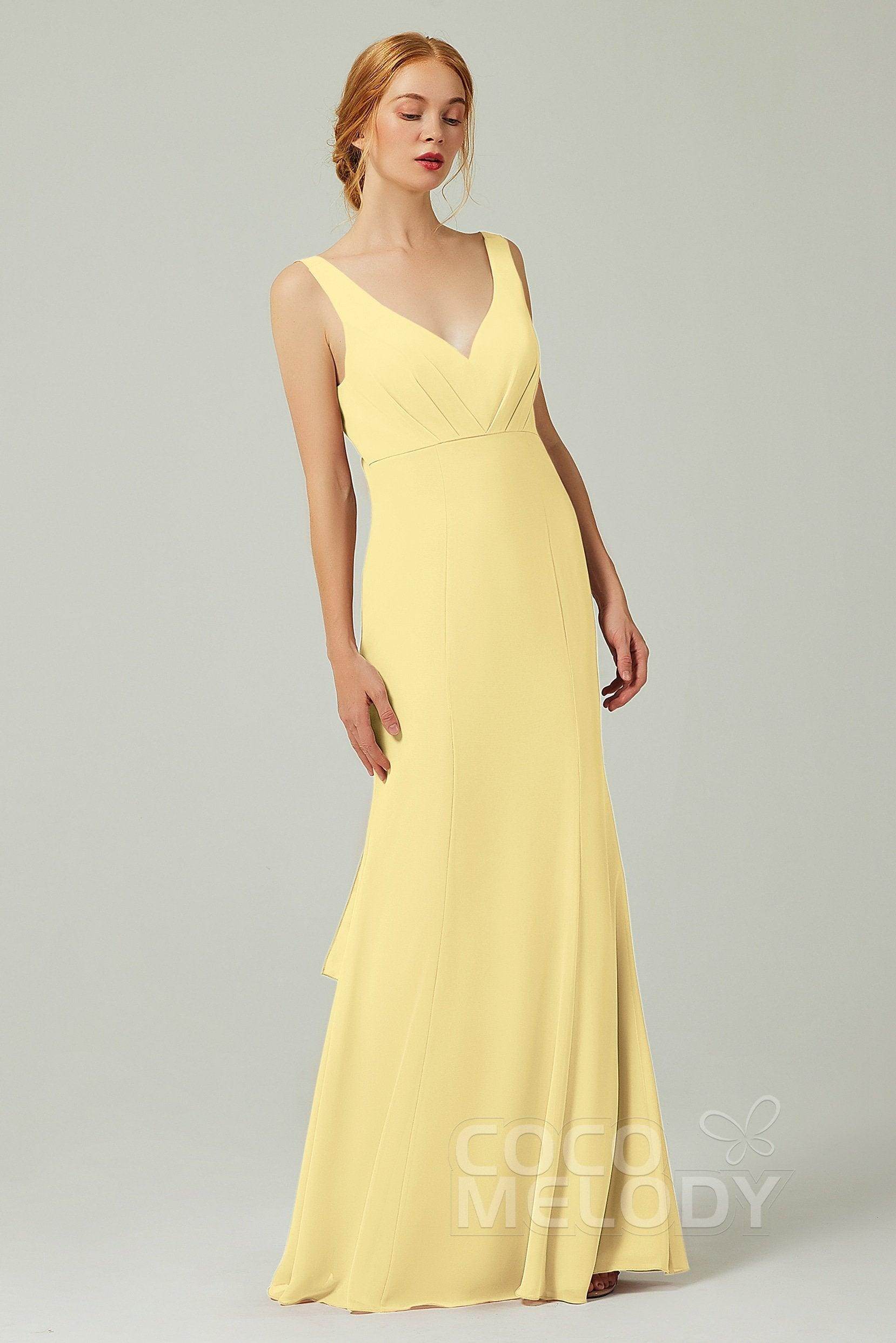 Sheath-Column Floor Length Chiffon Bridesmaid Dress CB0314