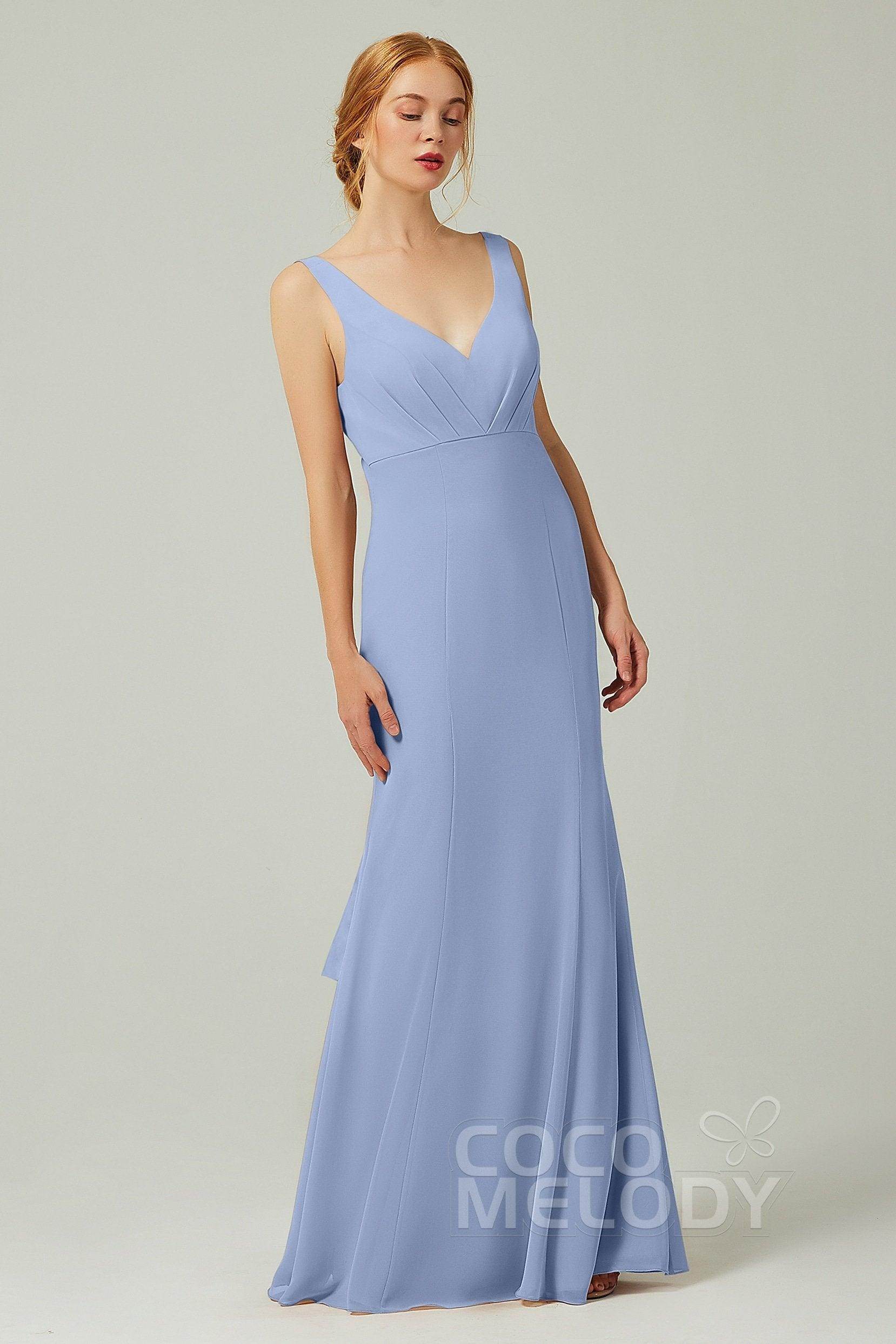 Sheath-Column Floor Length Chiffon Bridesmaid Dress CB0314