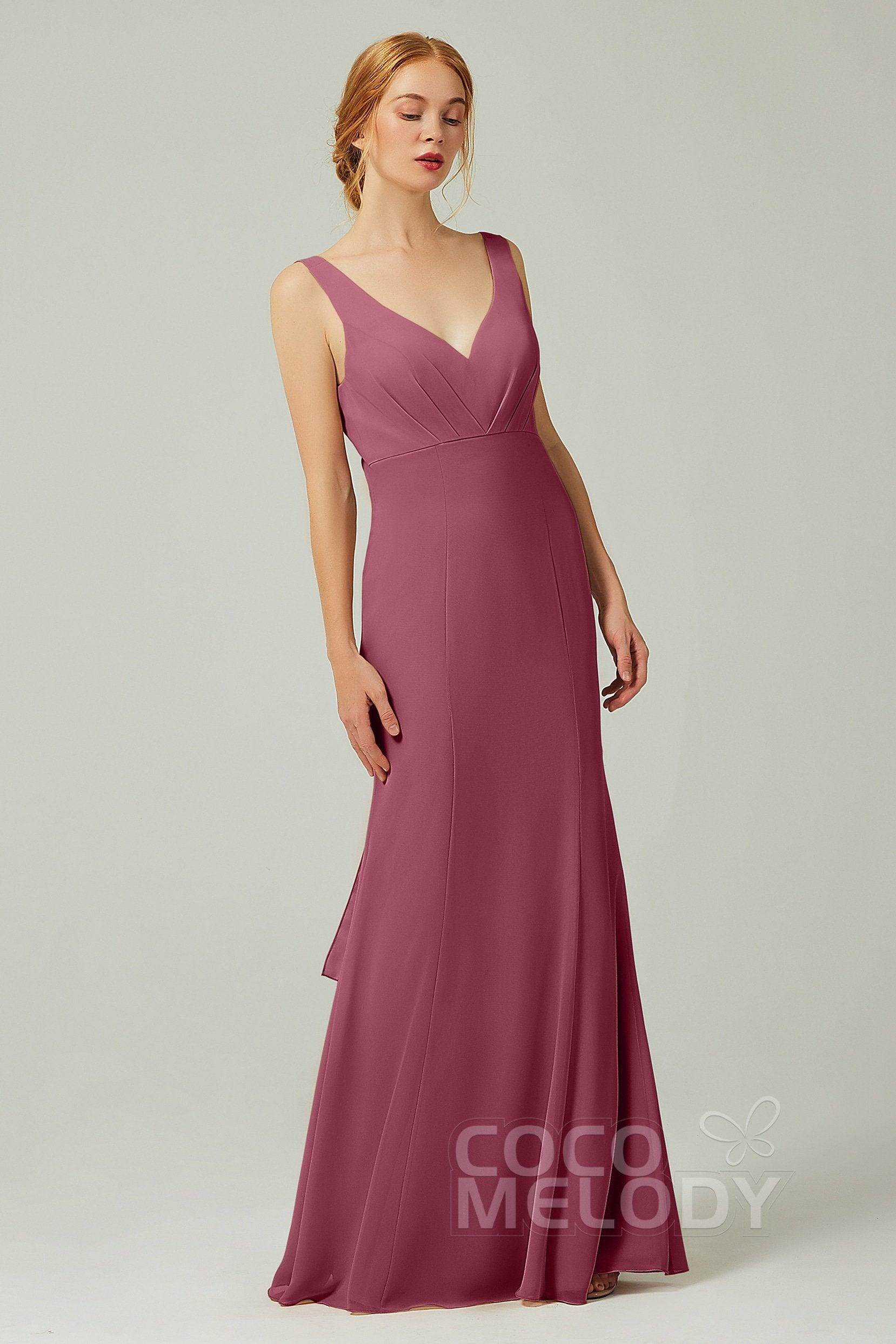Sheath-Column Floor Length Chiffon Bridesmaid Dress CB0314