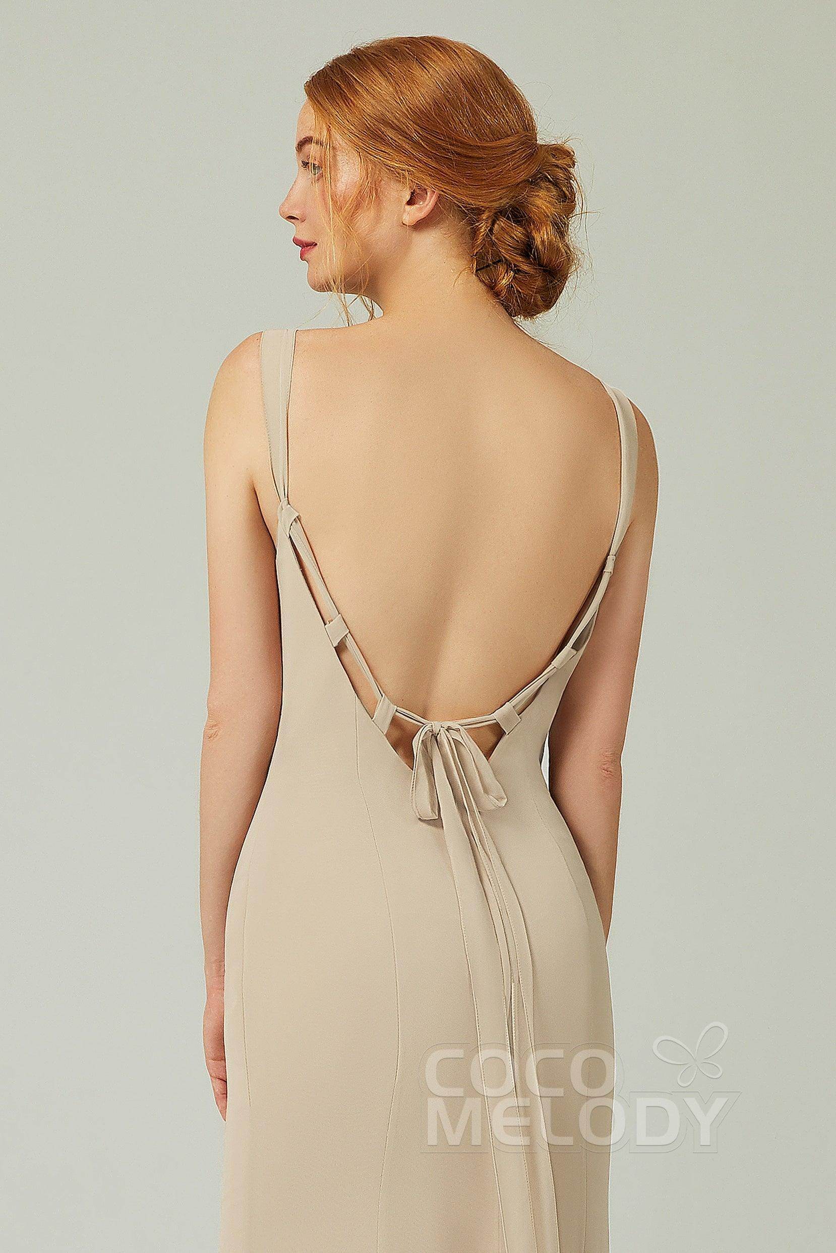 Sheath-Column Floor Length Chiffon Bridesmaid Dress CB0314