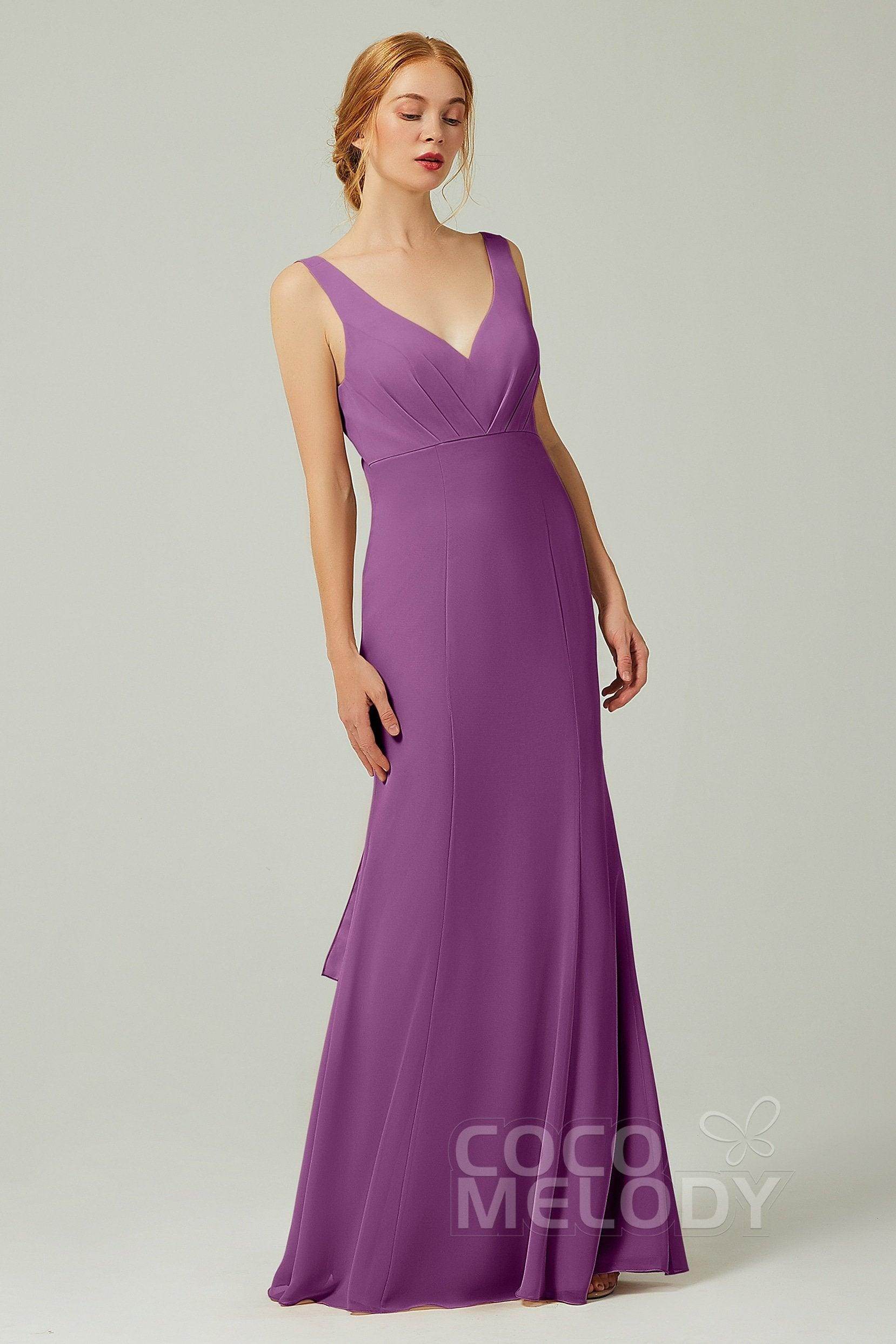 Sheath-Column Floor Length Chiffon Bridesmaid Dress CB0314