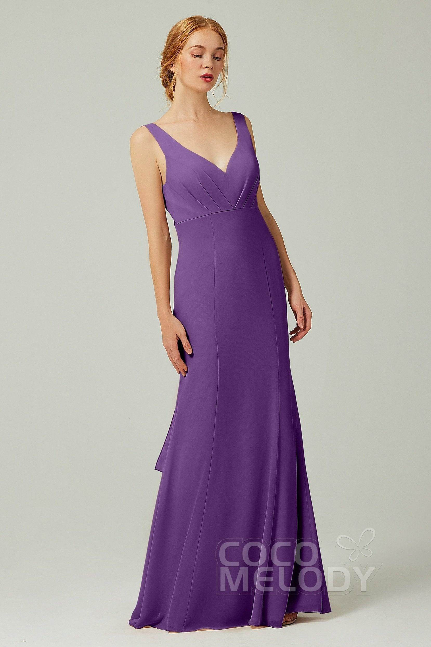 Sheath-Column Floor Length Chiffon Bridesmaid Dress CB0314