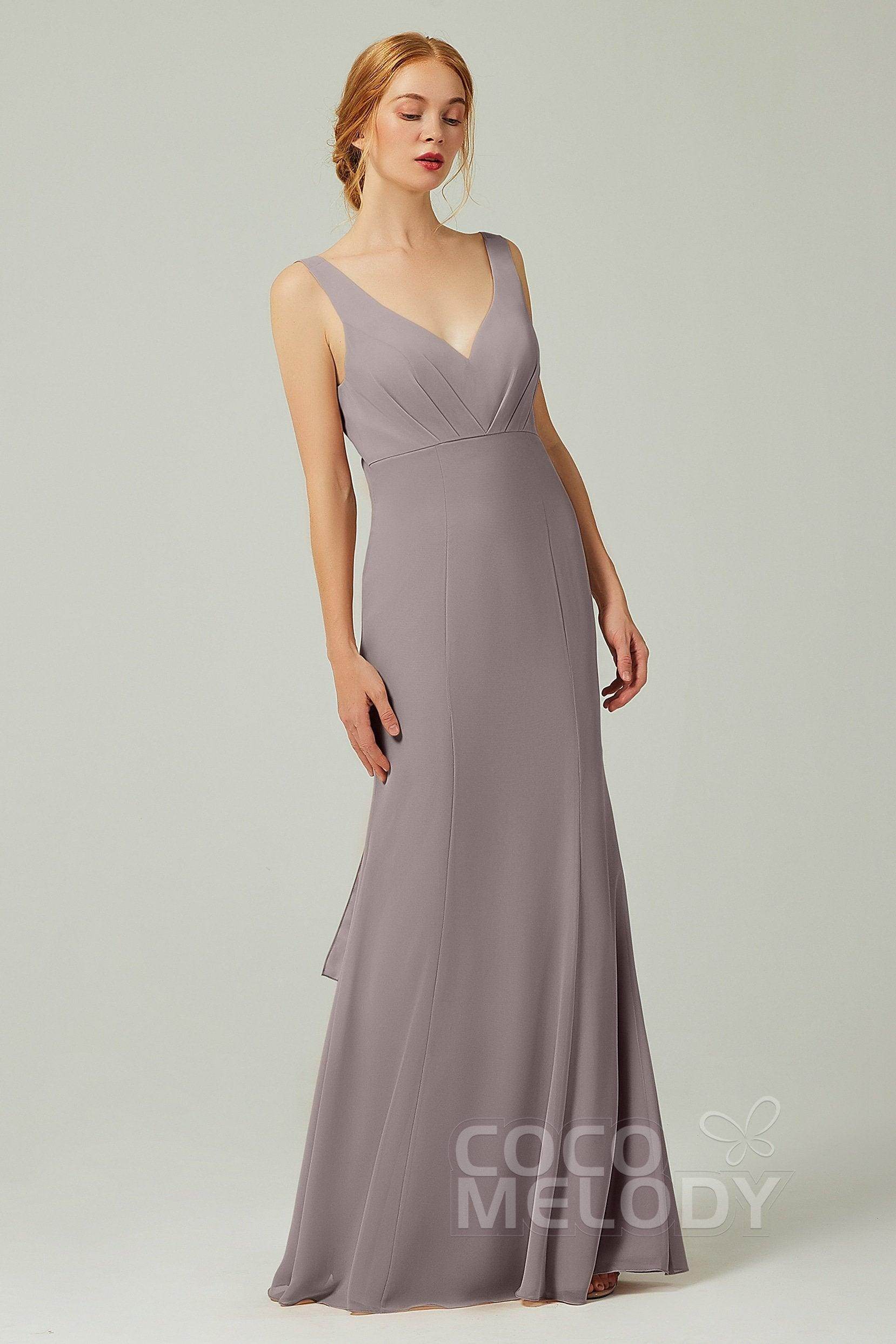 Sheath-Column Floor Length Chiffon Bridesmaid Dress CB0314