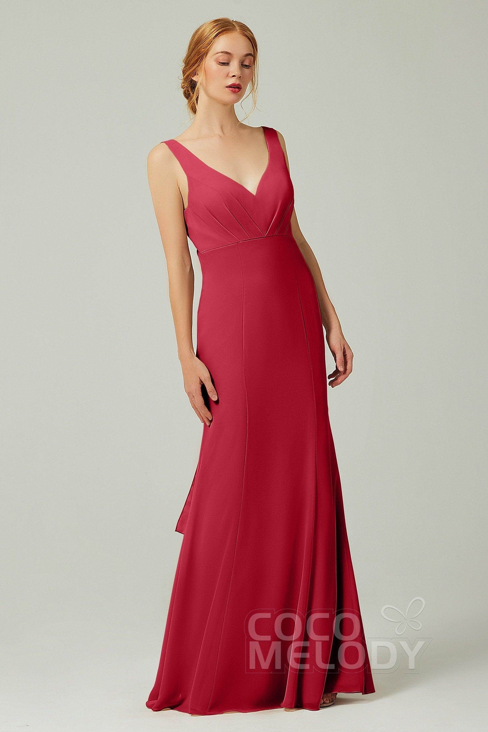 Sheath-Column Floor Length Chiffon Bridesmaid Dress CB0314