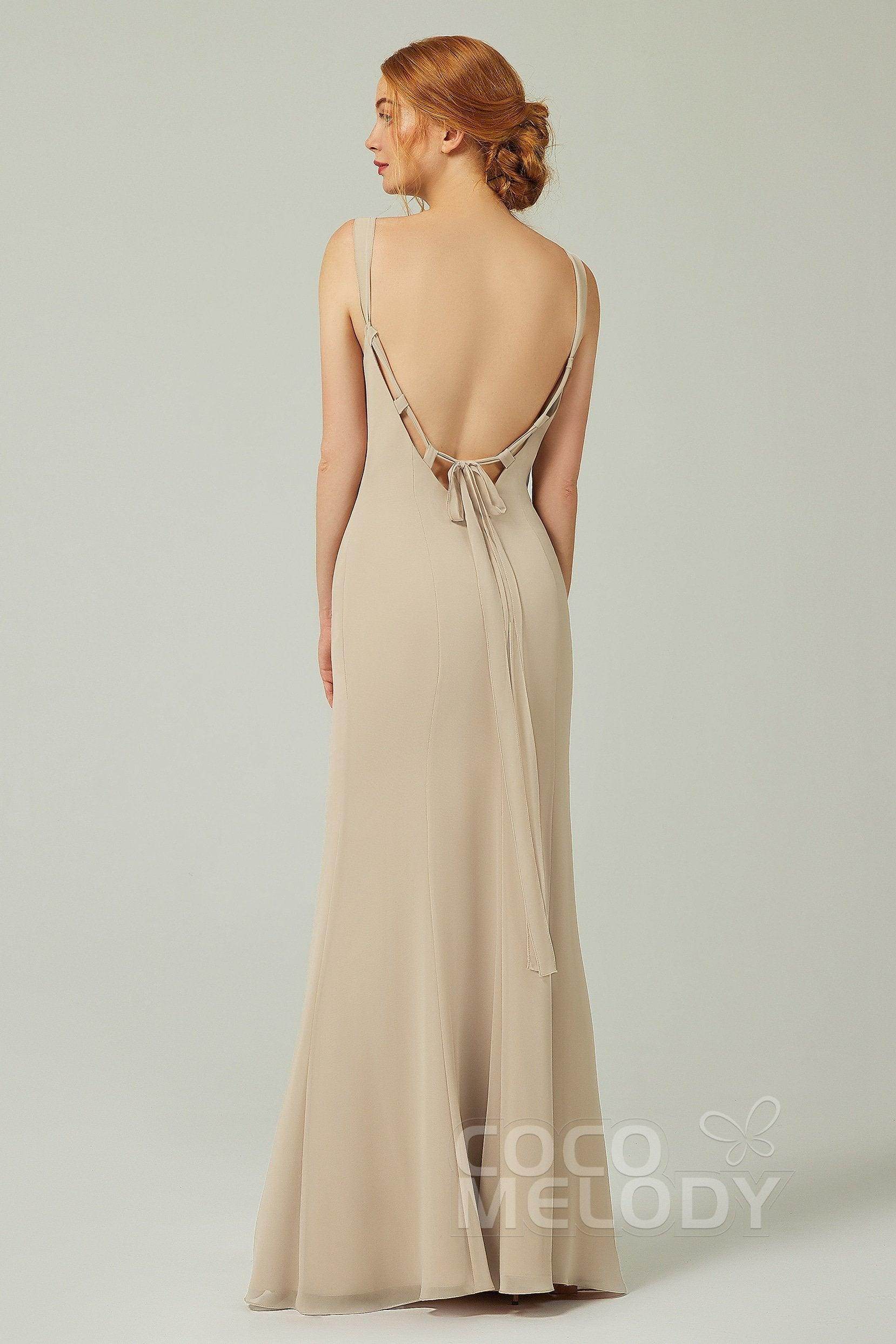 Sheath-Column Floor Length Chiffon Bridesmaid Dress CB0314