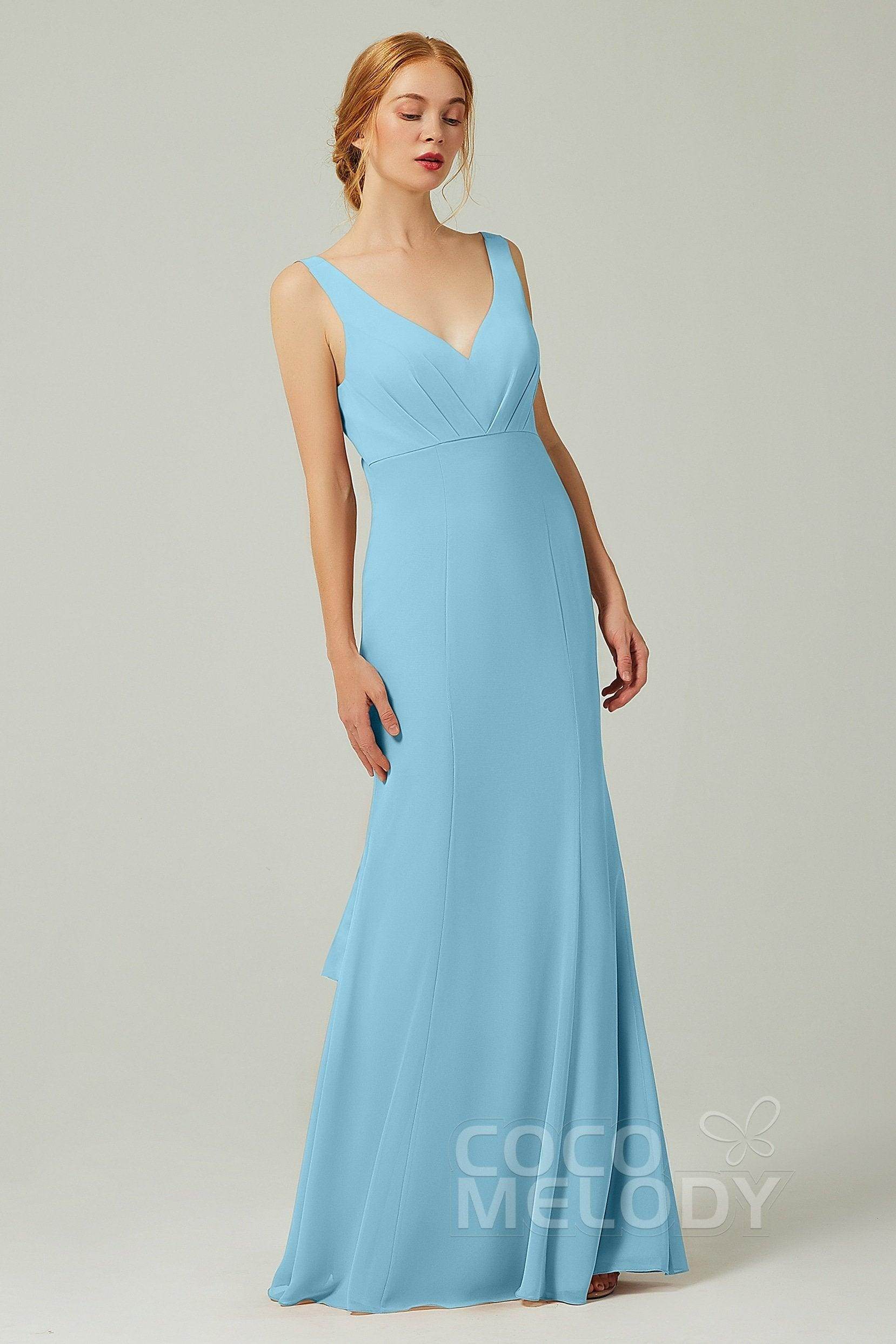 Sheath-Column Floor Length Chiffon Bridesmaid Dress CB0314
