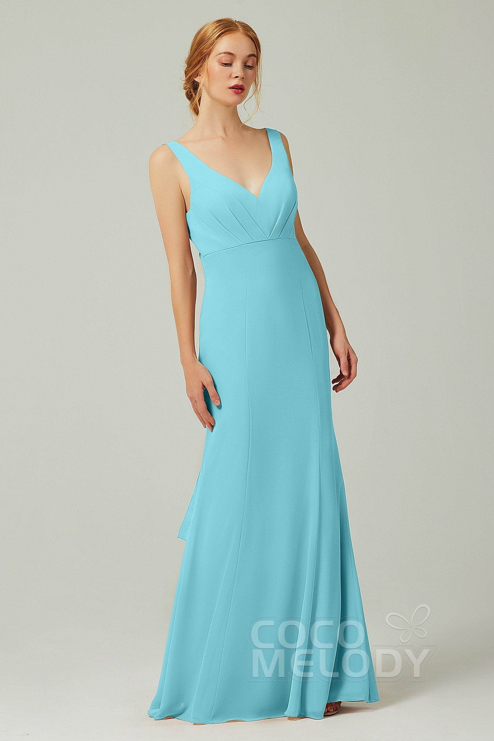 Sheath-Column Floor Length Chiffon Bridesmaid Dress CB0314