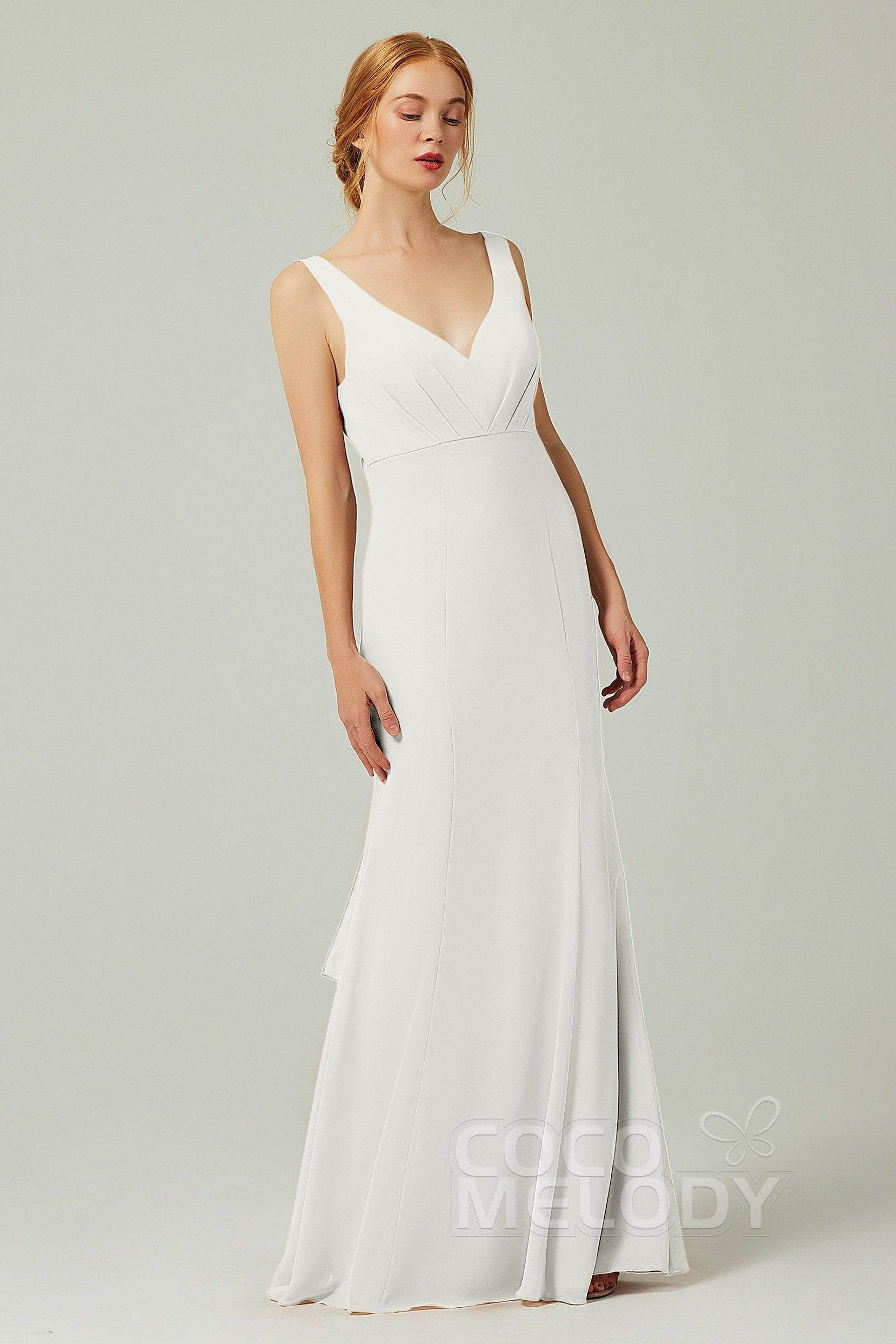 Sheath-Column Floor Length Chiffon Bridesmaid Dress CB0314