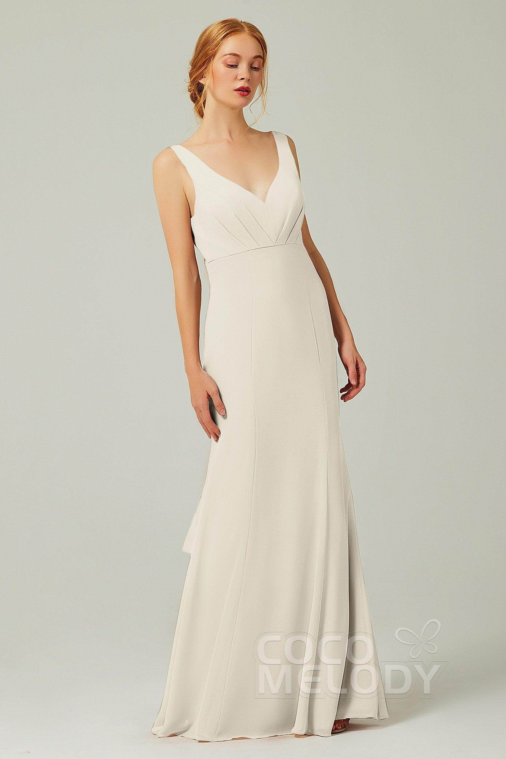 Sheath-Column Floor Length Chiffon Bridesmaid Dress CB0314