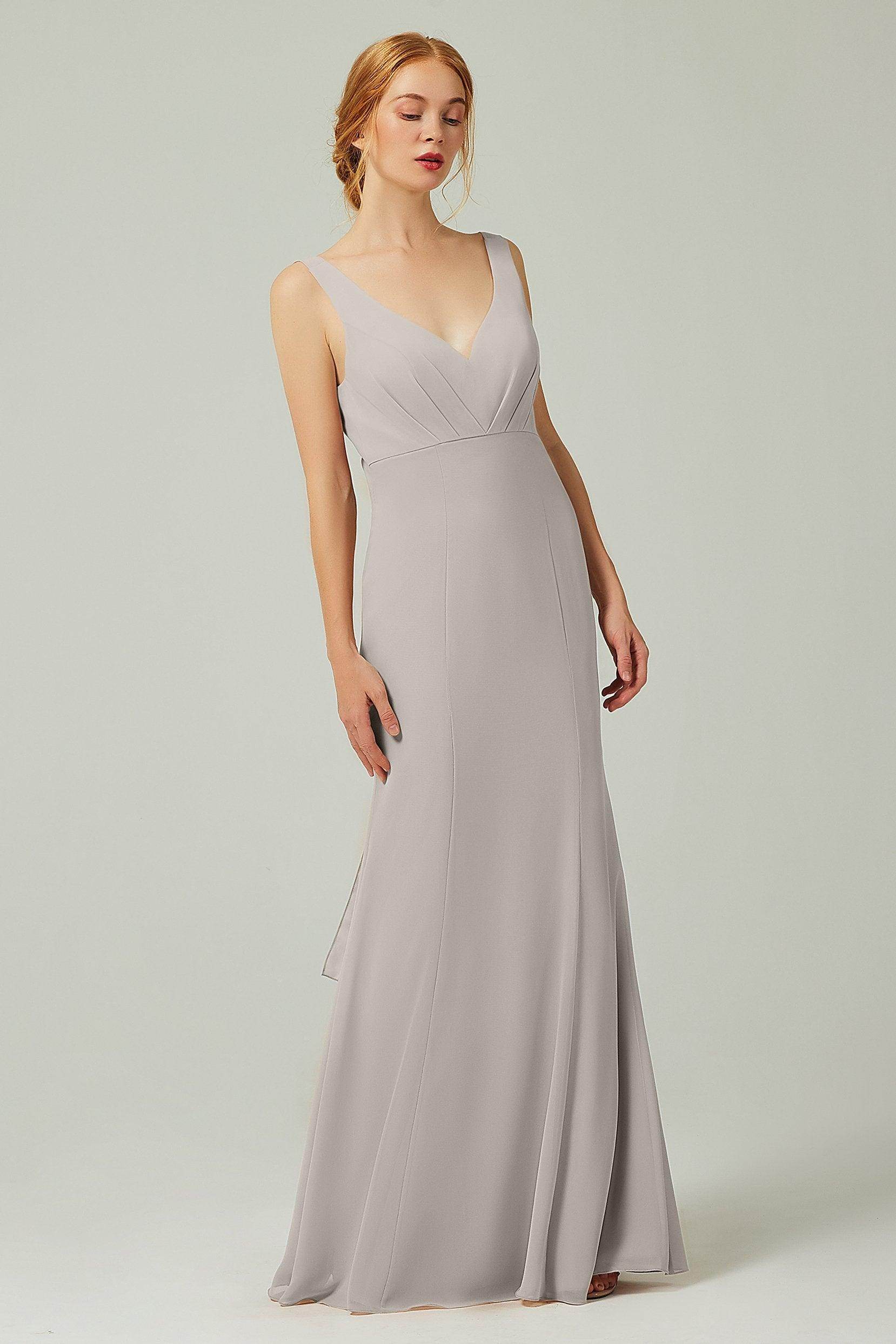 Sheath-Column Floor Length Chiffon Bridesmaid Dress CB0314