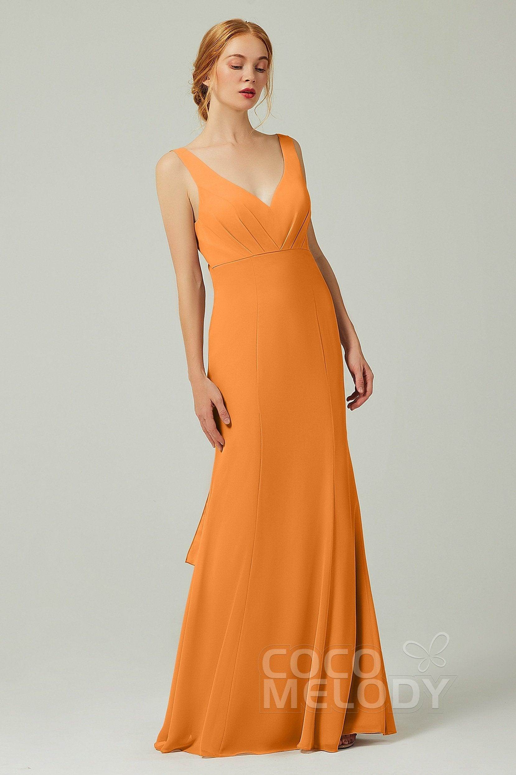 Sheath-Column Floor Length Chiffon Bridesmaid Dress CB0314