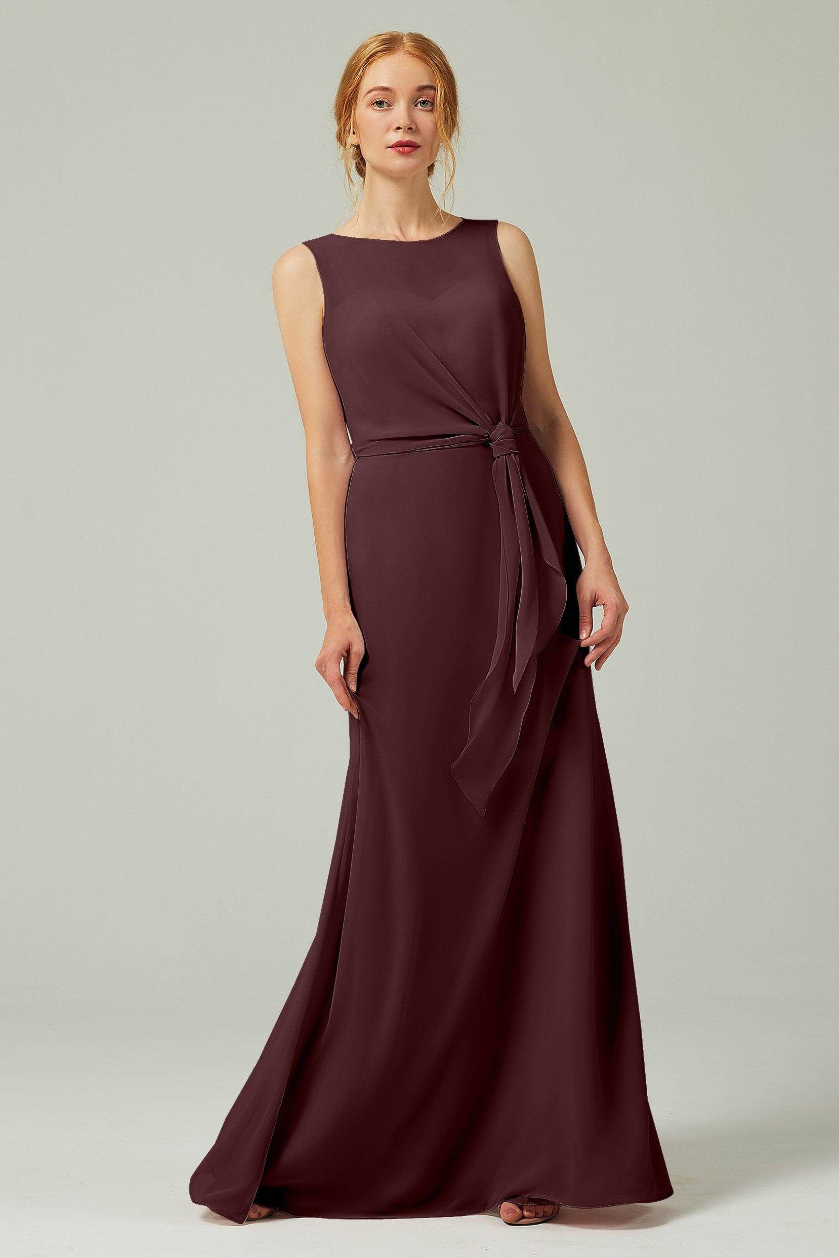 A-Line Floor Length Chiffon Bridesmaid Dress CB0317
