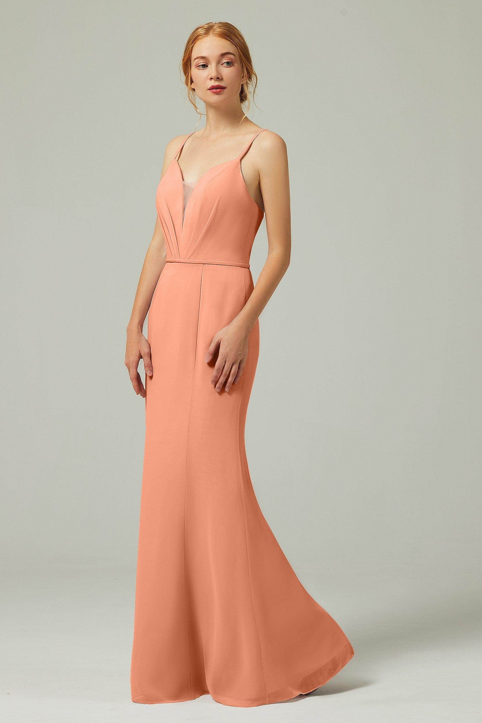 Trumpet-Mermaid Floor Length Chiffon Bridesmaid Dress CB0319