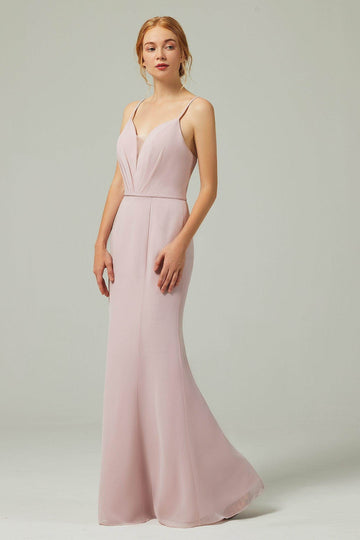 Trumpet-Mermaid Floor Length Chiffon Bridesmaid Dress CB0319
