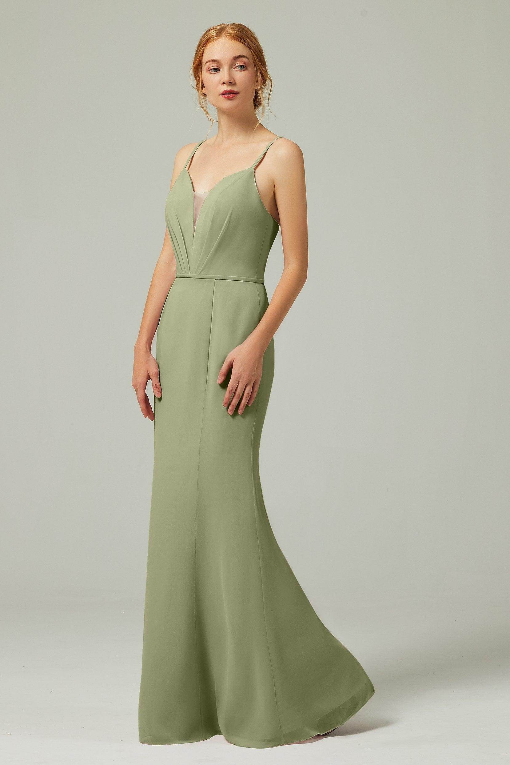 Trumpet-Mermaid Floor Length Chiffon Bridesmaid Dress CB0319