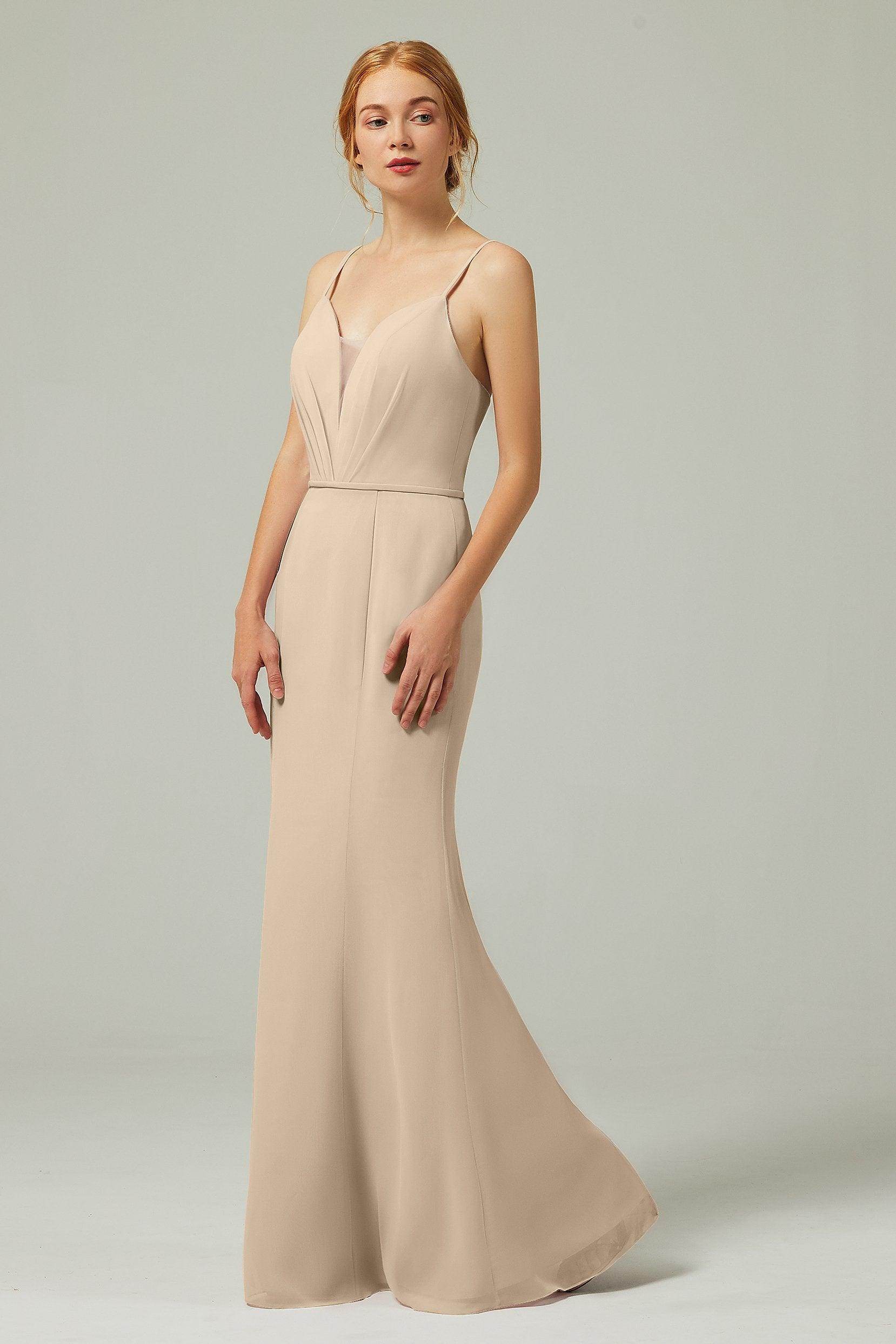 Trumpet-Mermaid Floor Length Chiffon Bridesmaid Dress CB0319