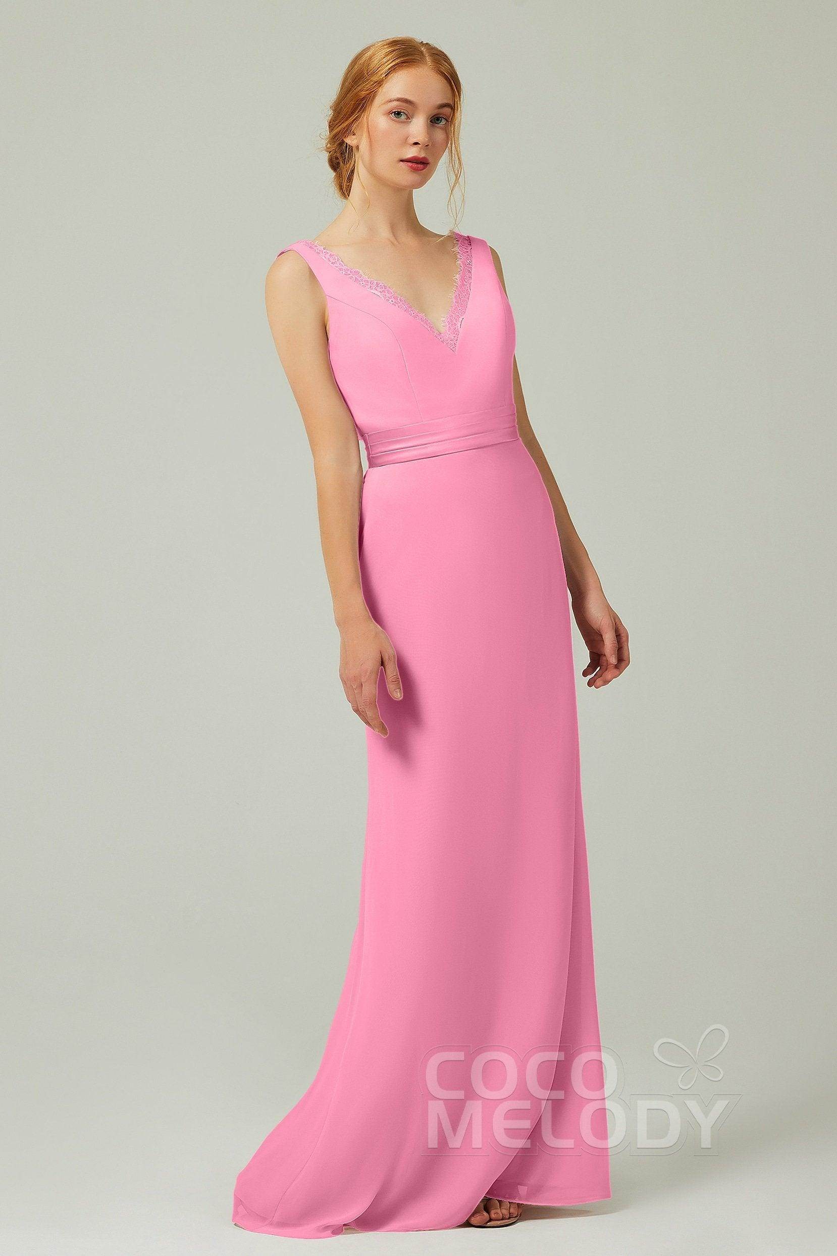 Sheath-Column Floor Length Chiffon Bridesmaid Dress CB0320