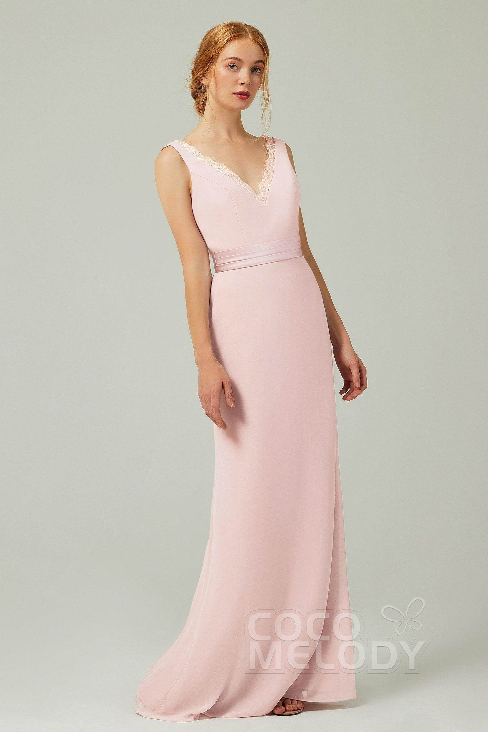 Sheath-Column Floor Length Chiffon Bridesmaid Dress CB0320