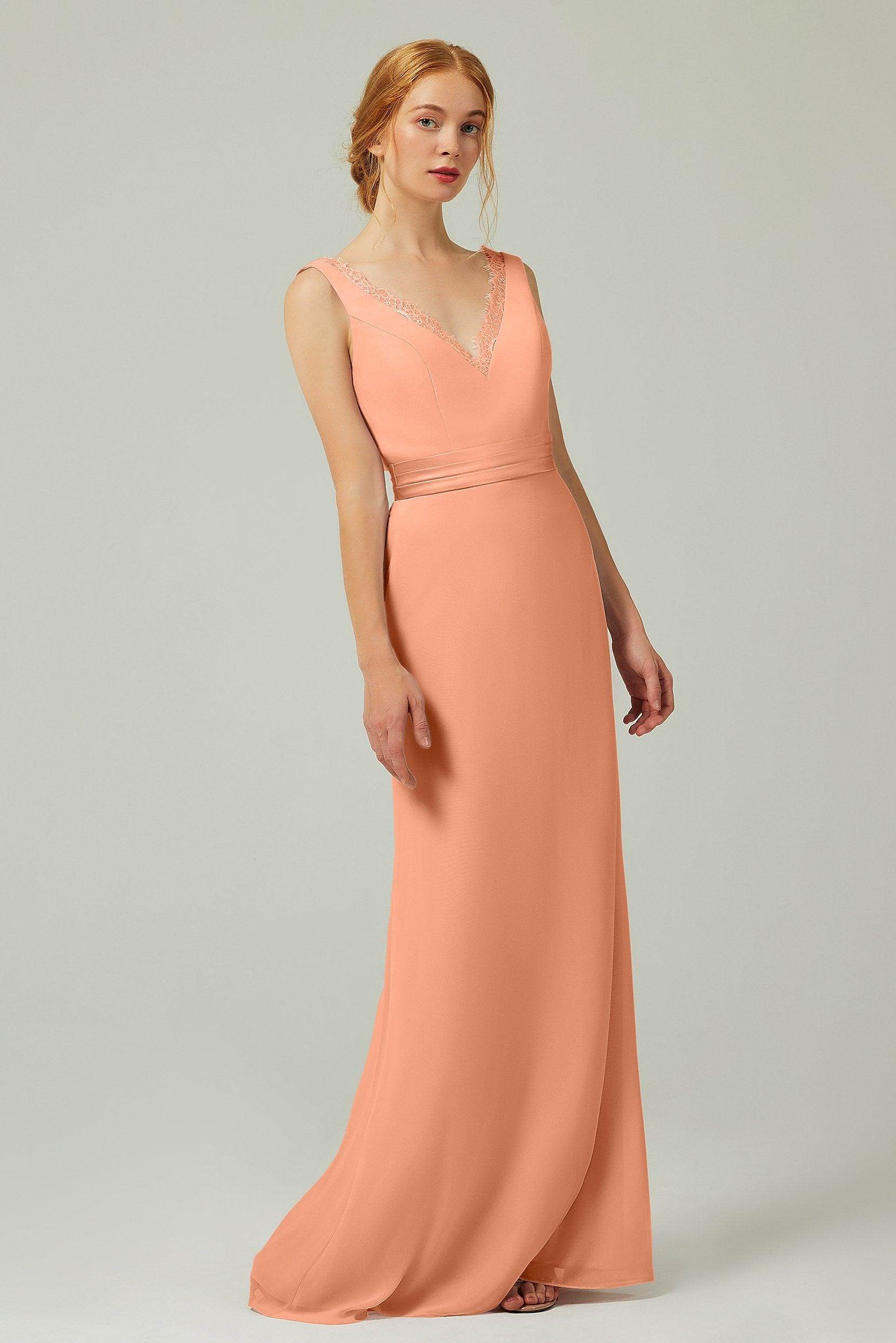 Sheath-Column Floor Length Chiffon Bridesmaid Dress CB0320