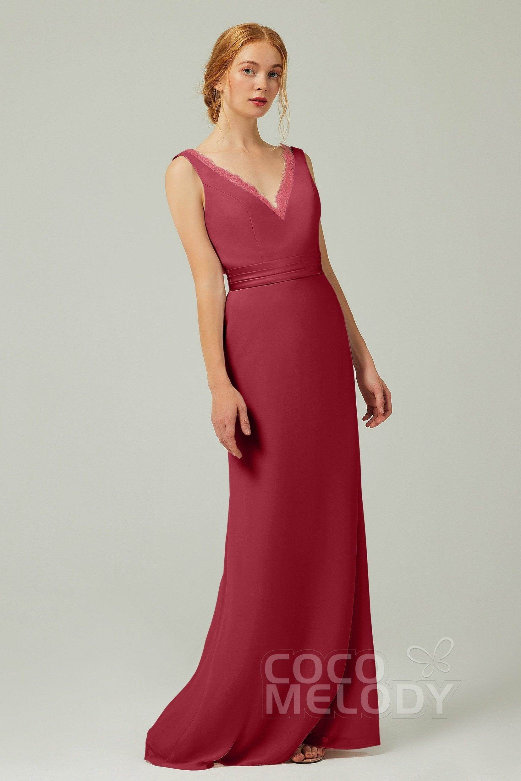 Sheath-Column Floor Length Chiffon Bridesmaid Dress CB0320