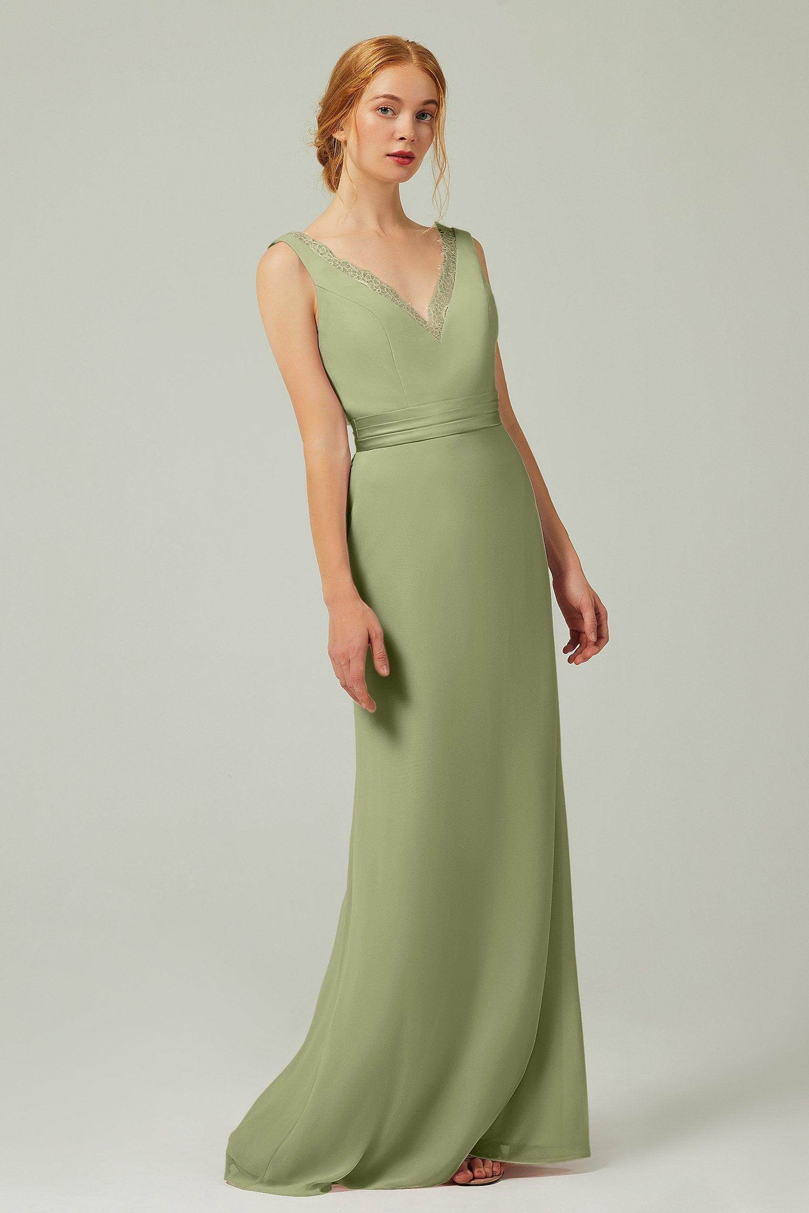 Sheath-Column Floor Length Chiffon Bridesmaid Dress CB0320