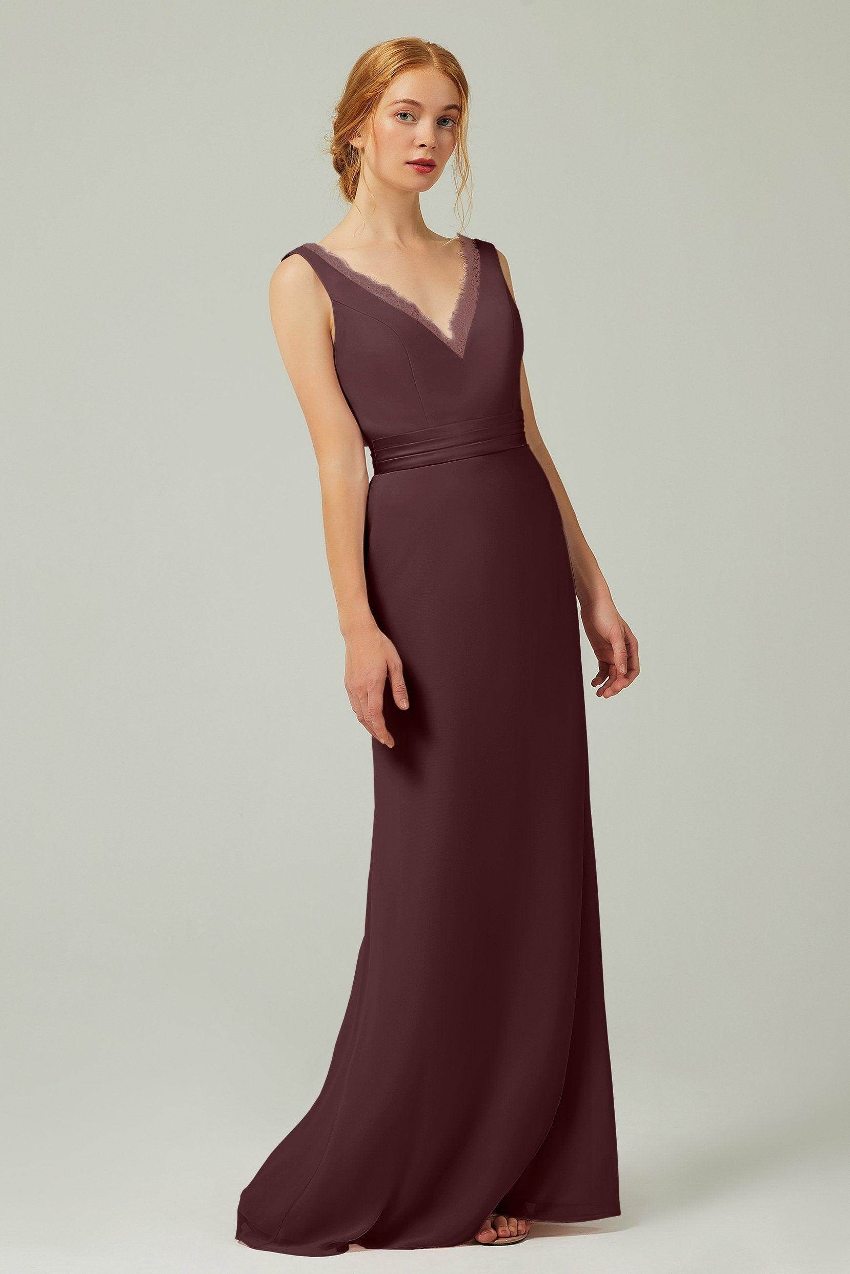Sheath-Column Floor Length Chiffon Bridesmaid Dress CB0320