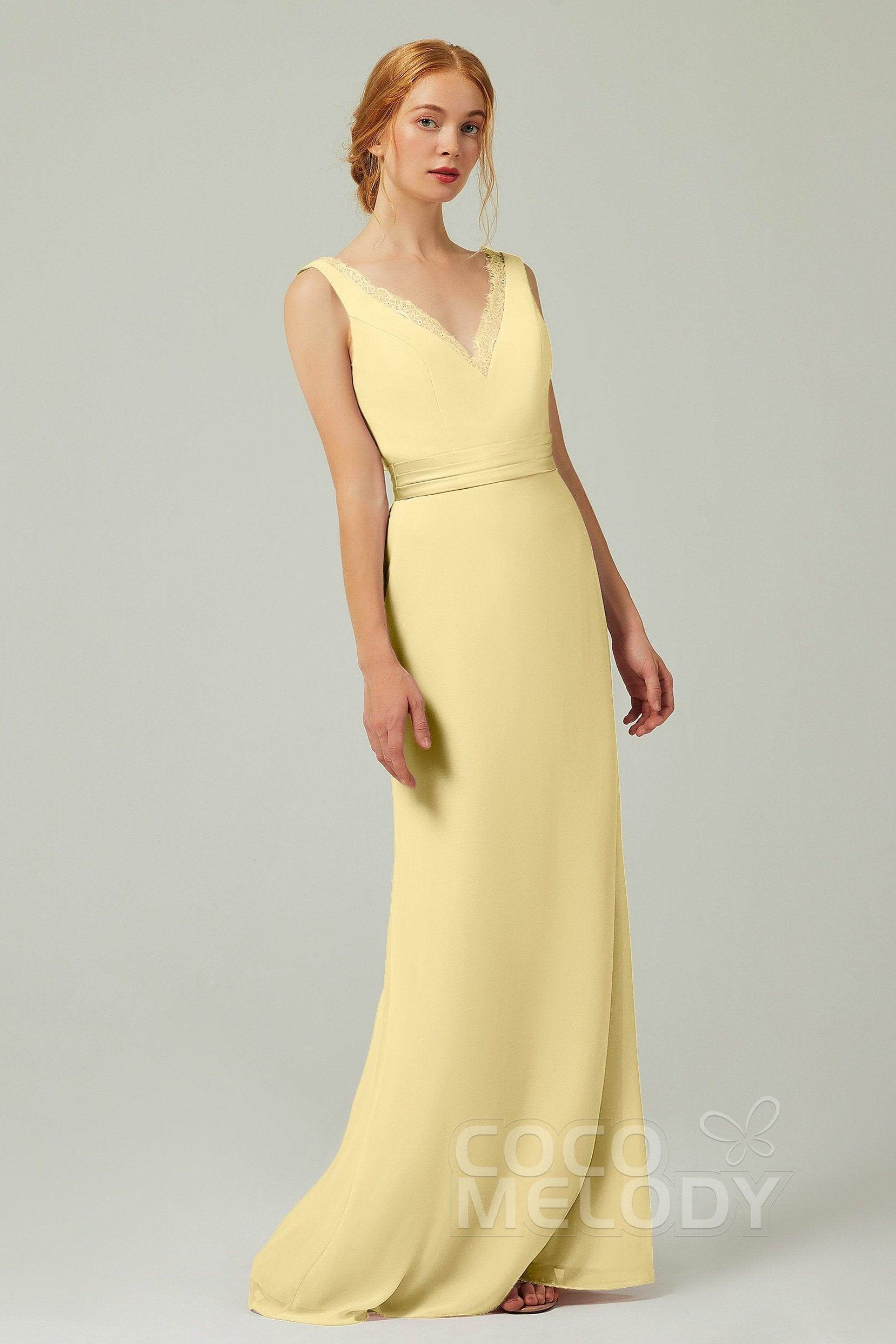 Sheath-Column Floor Length Chiffon Bridesmaid Dress CB0320