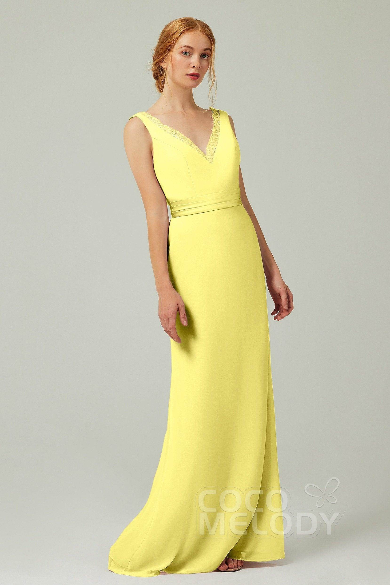 Sheath-Column Floor Length Chiffon Bridesmaid Dress CB0320