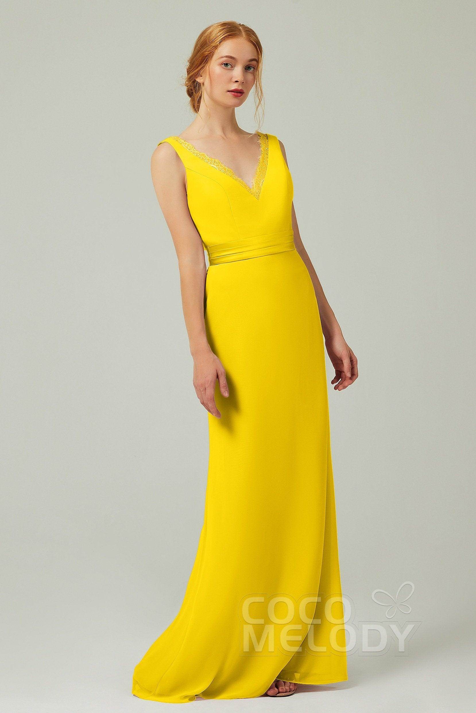 Sheath-Column Floor Length Chiffon Bridesmaid Dress CB0320