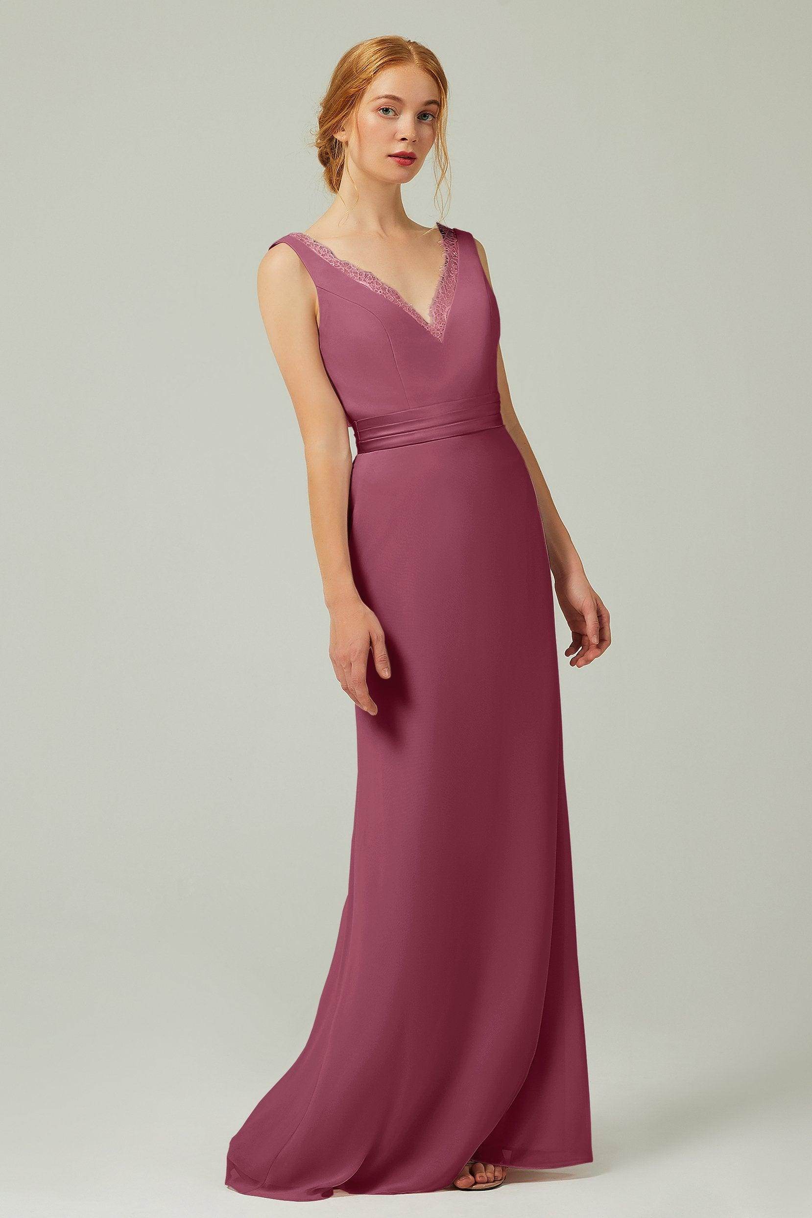 Sheath-Column Floor Length Chiffon Bridesmaid Dress CB0320
