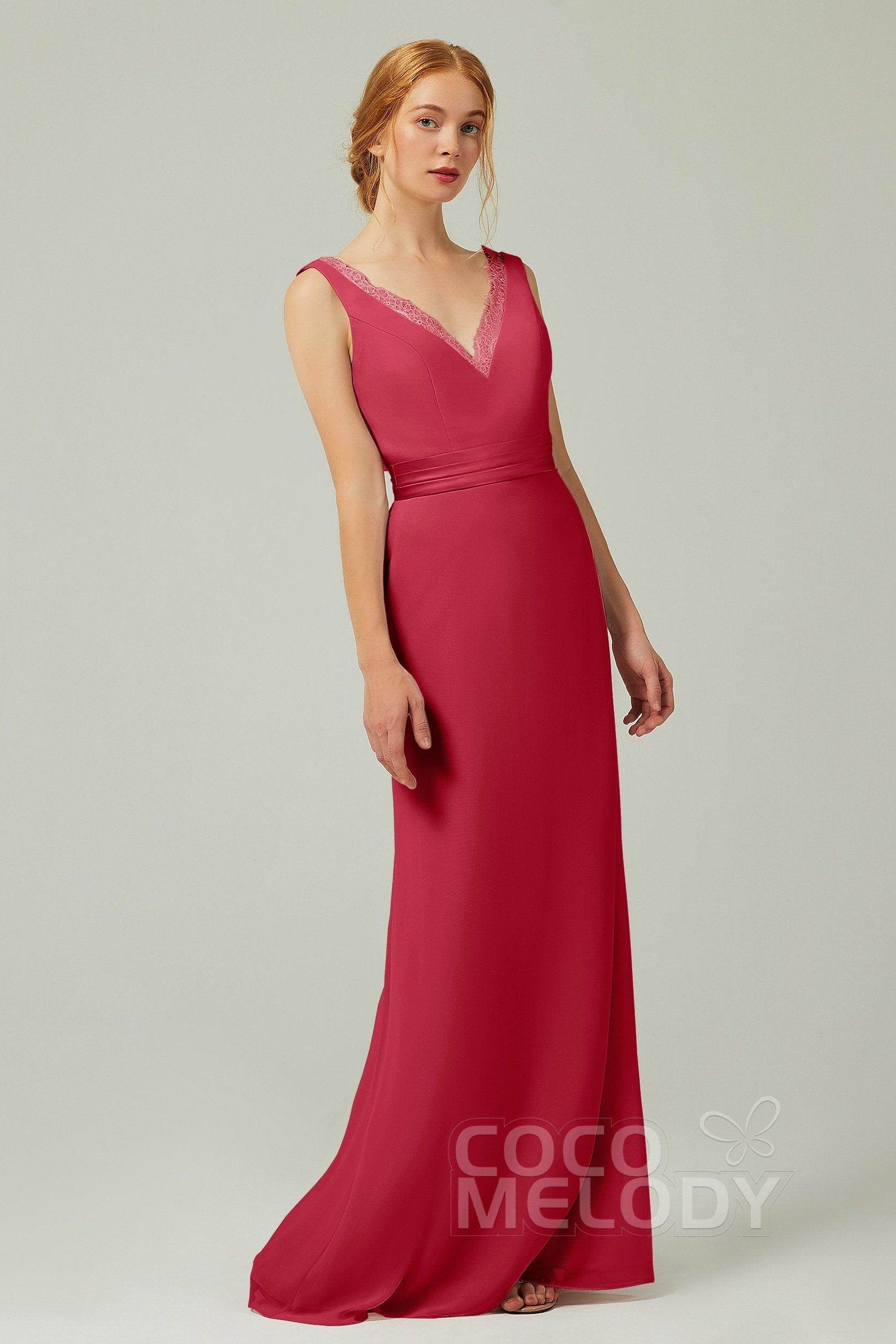 Sheath-Column Floor Length Chiffon Bridesmaid Dress CB0320