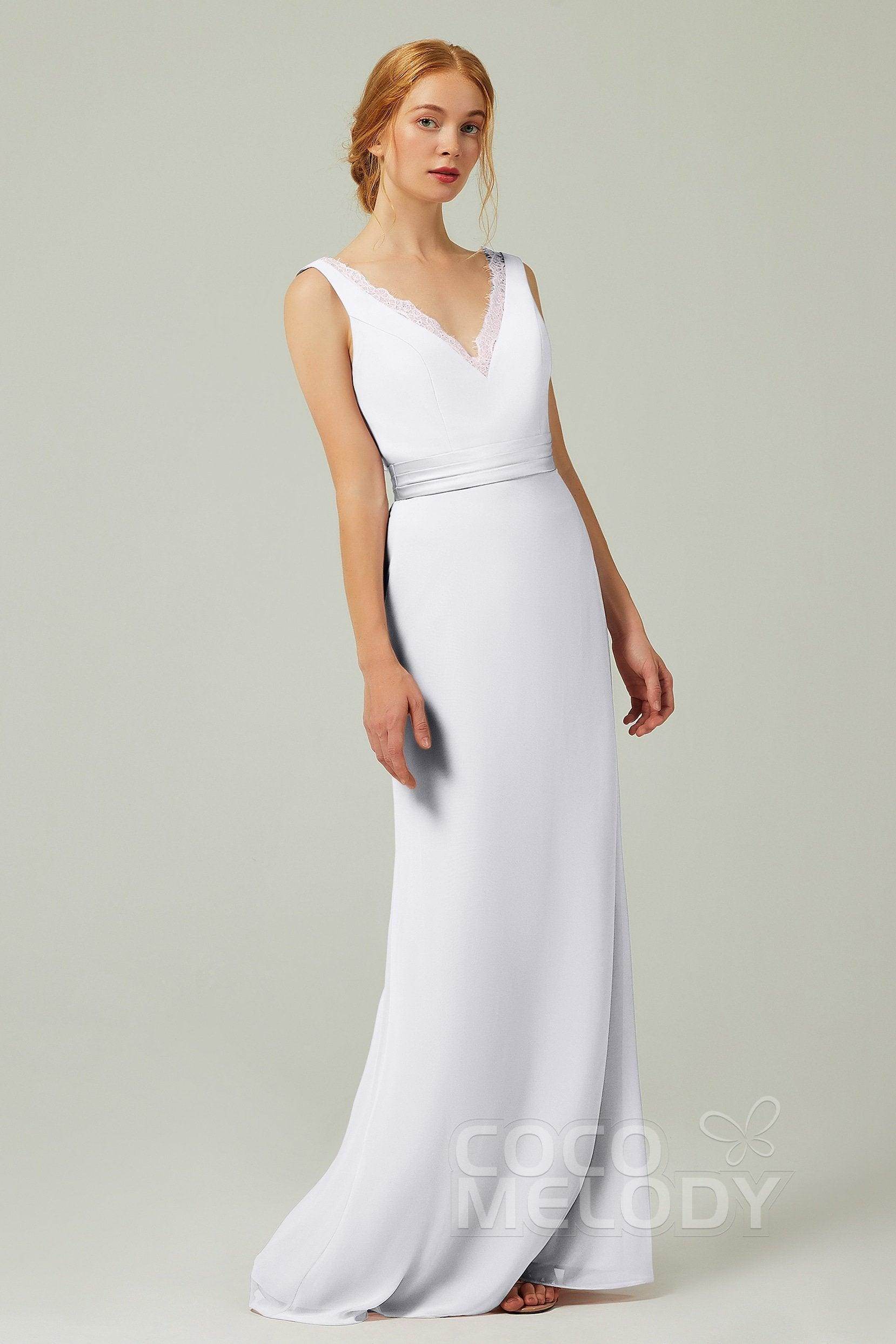 Sheath-Column Floor Length Chiffon Bridesmaid Dress CB0320