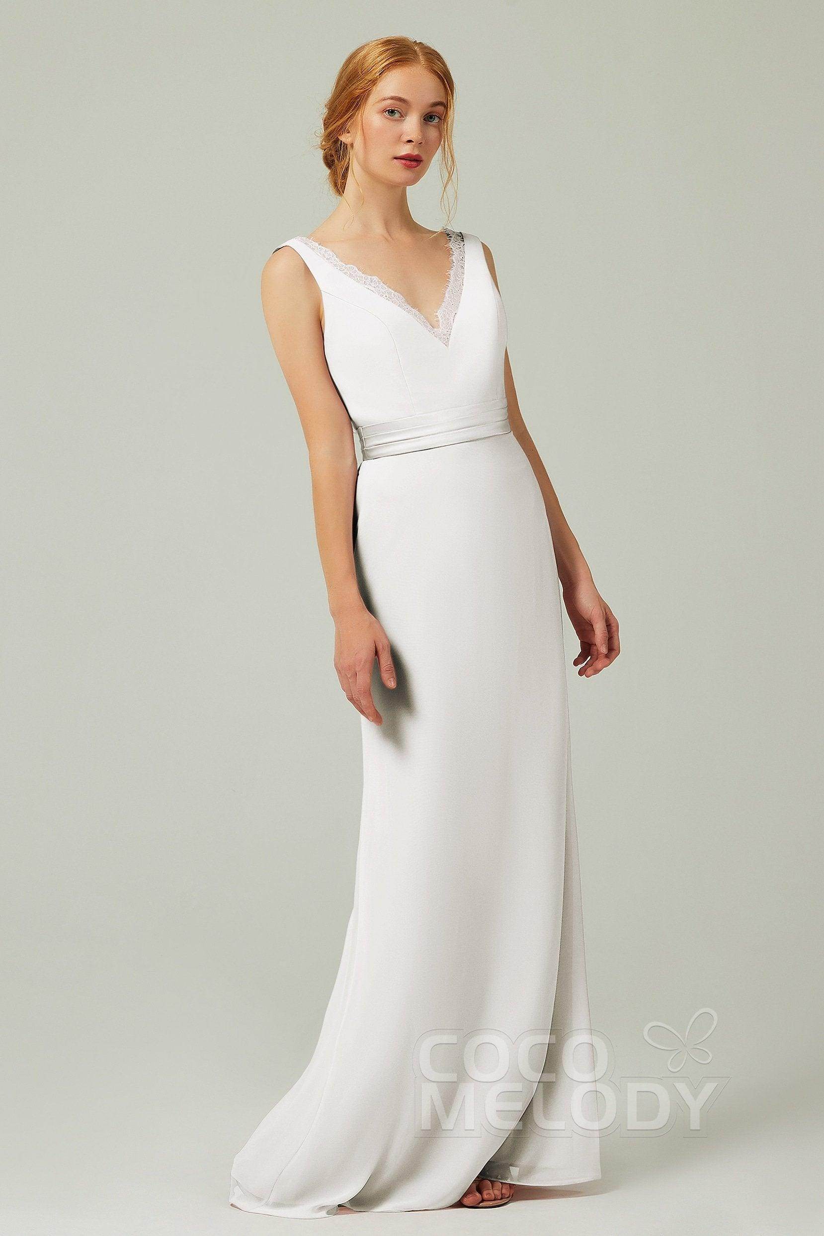 Sheath-Column Floor Length Chiffon Bridesmaid Dress CB0320