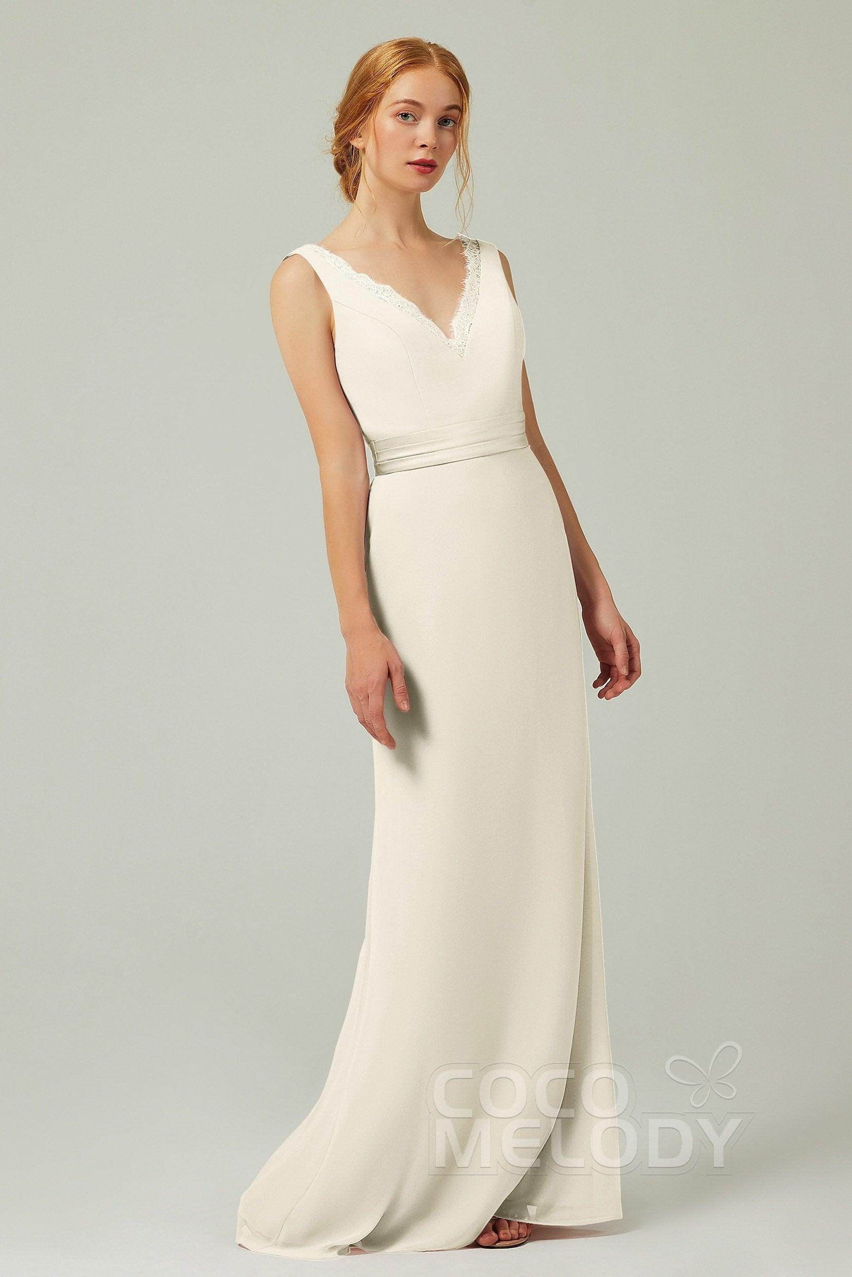 Sheath-Column Floor Length Chiffon Bridesmaid Dress CB0320